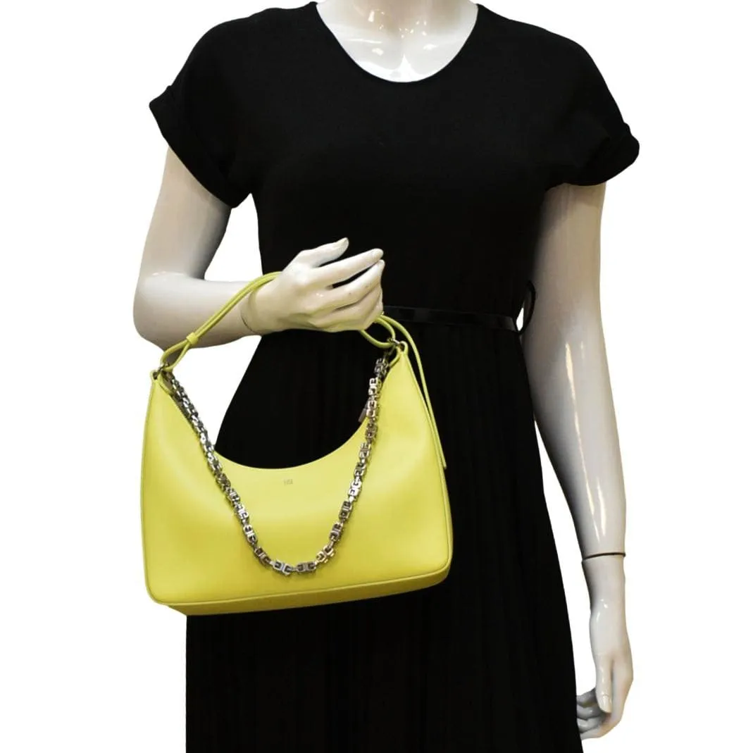GIVENCHY Moon Cut Out Small Leather Hobo Bag Neon Yellow