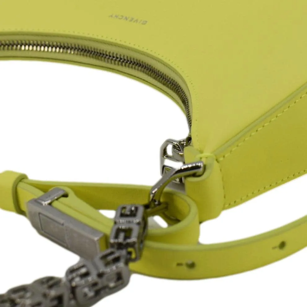 GIVENCHY Moon Cut Out Small Leather Hobo Bag Neon Yellow