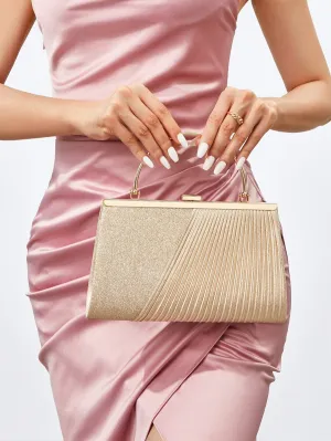 Glitter Pleated Detail Square Bag