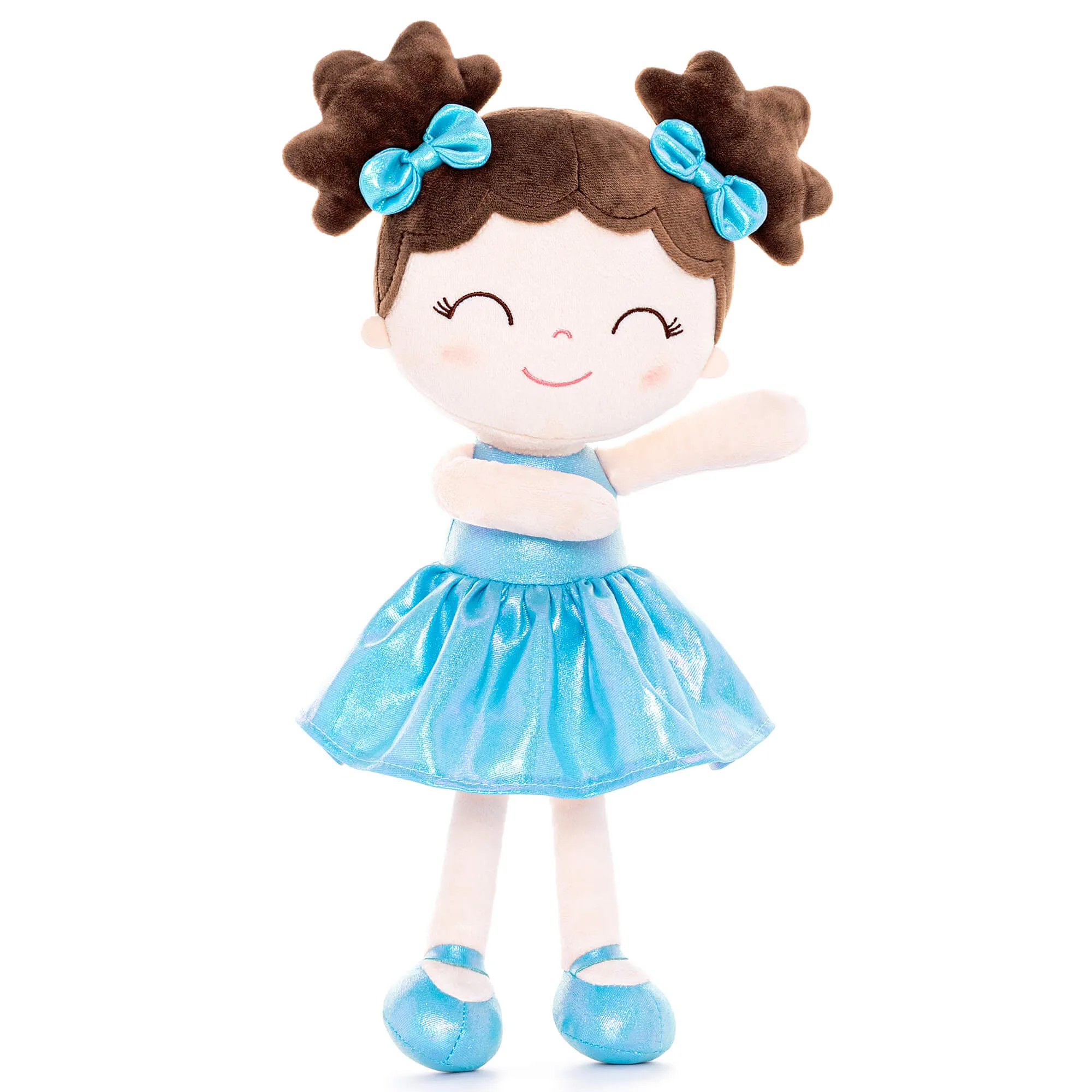 Gloveleya 12-inch Personalized Plush Dolls Curly Haired Iridescent Girls - Blue