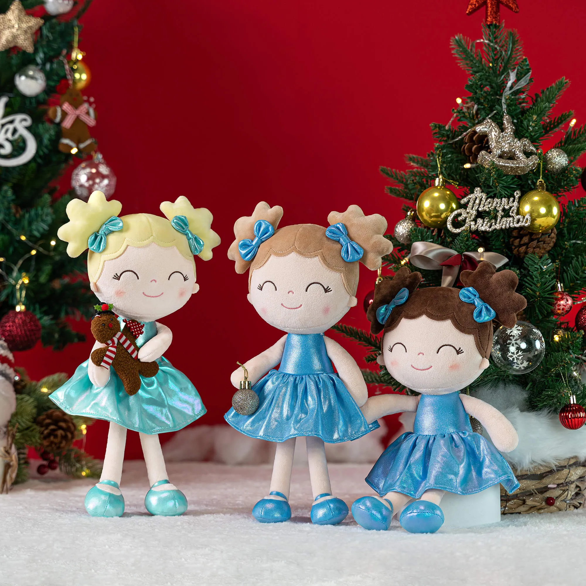 Gloveleya 12-inch Personalized Plush Dolls Curly Haired Iridescent Girls - Blue