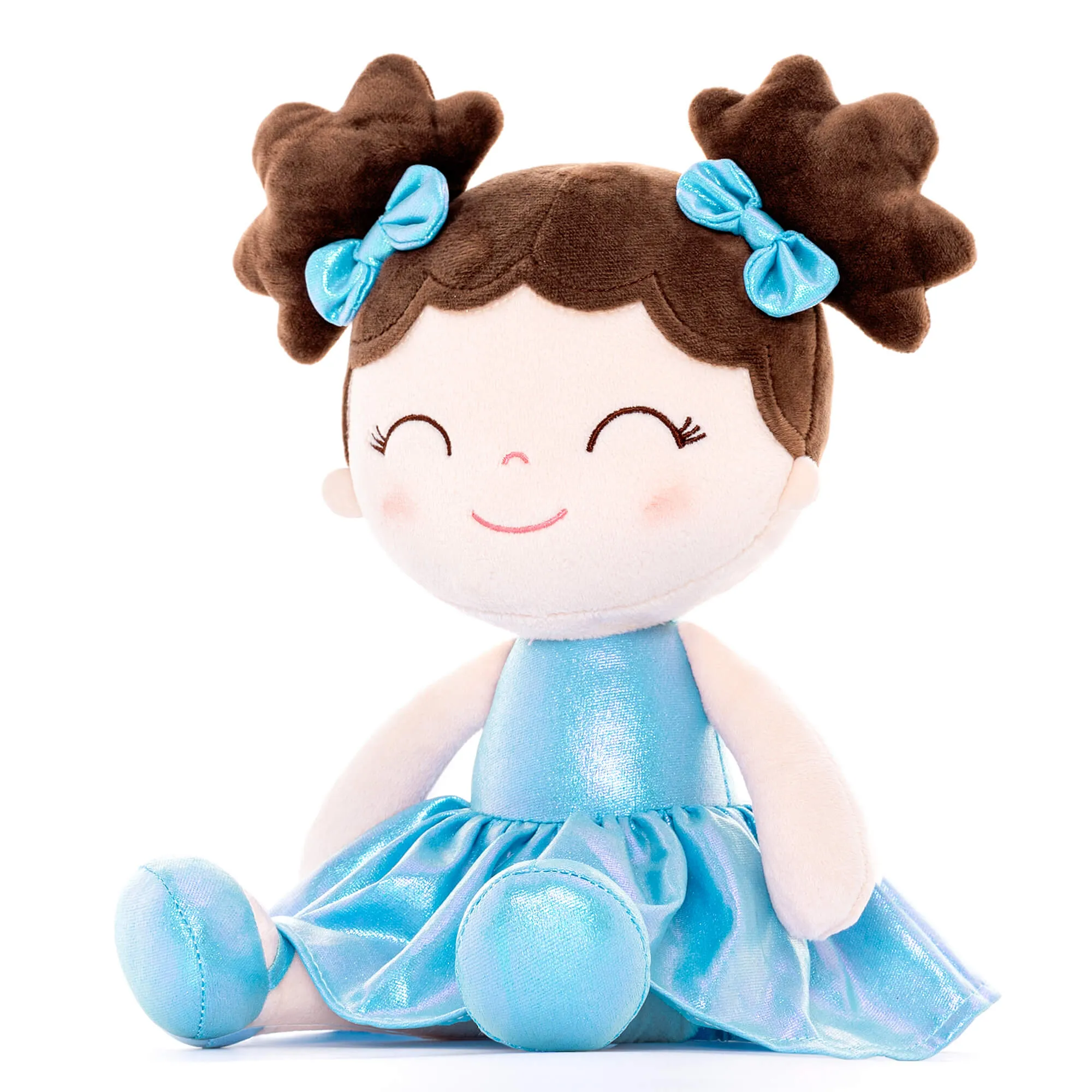 Gloveleya 12-inch Personalized Plush Dolls Curly Haired Iridescent Girls - Blue