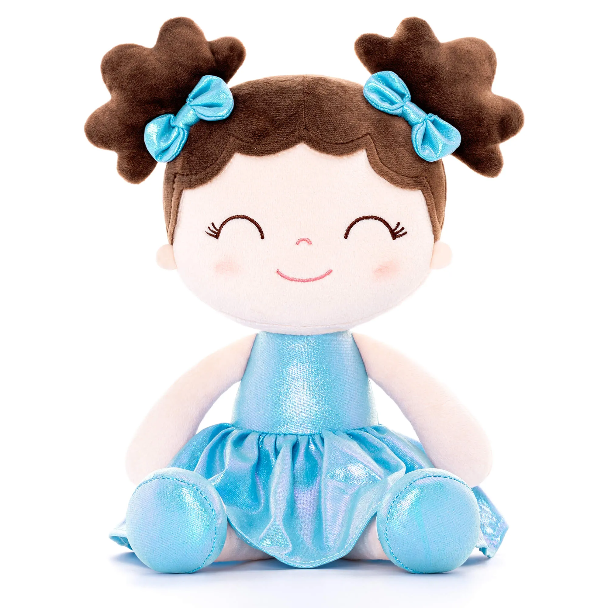 Gloveleya 12-inch Personalized Plush Dolls Curly Haired Iridescent Girls - Blue