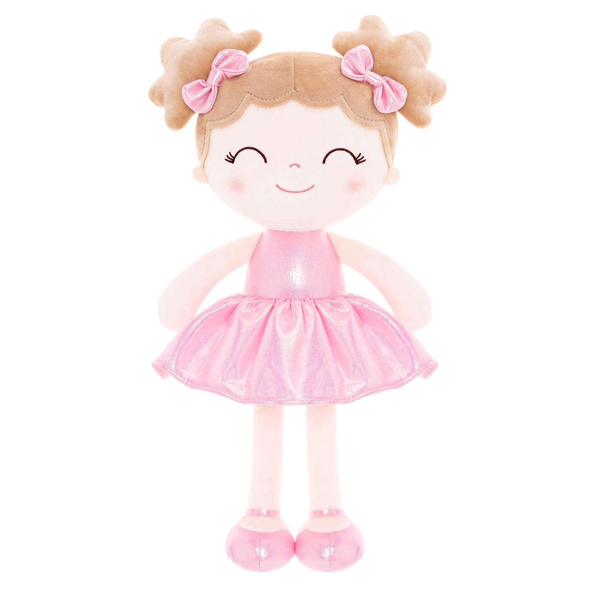 Gloveleya 12-inch Personalized Plush Dolls Curly Haired Iridescent Girls - Pink