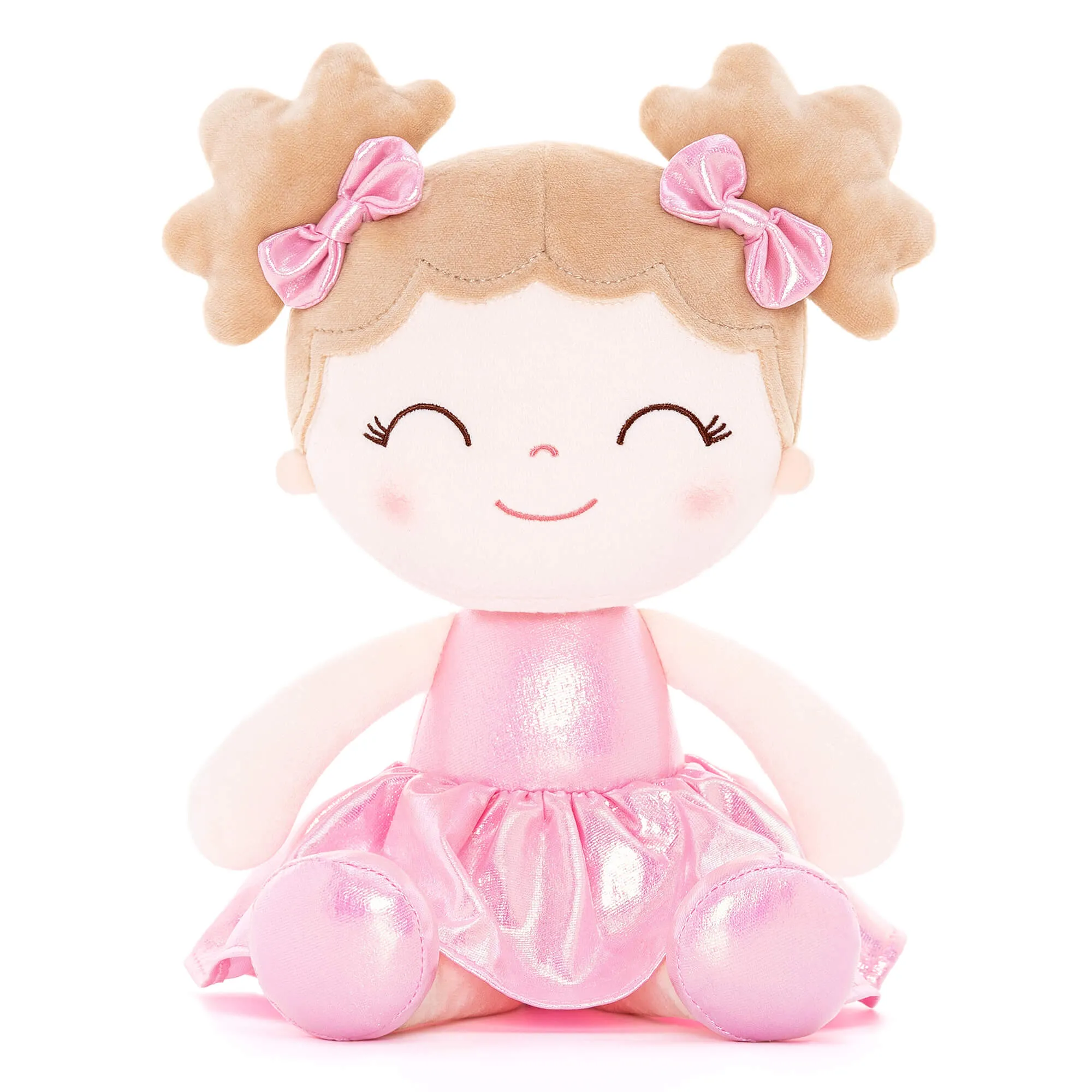 Gloveleya 12-inch Personalized Plush Dolls Curly Haired Iridescent Girls - Pink