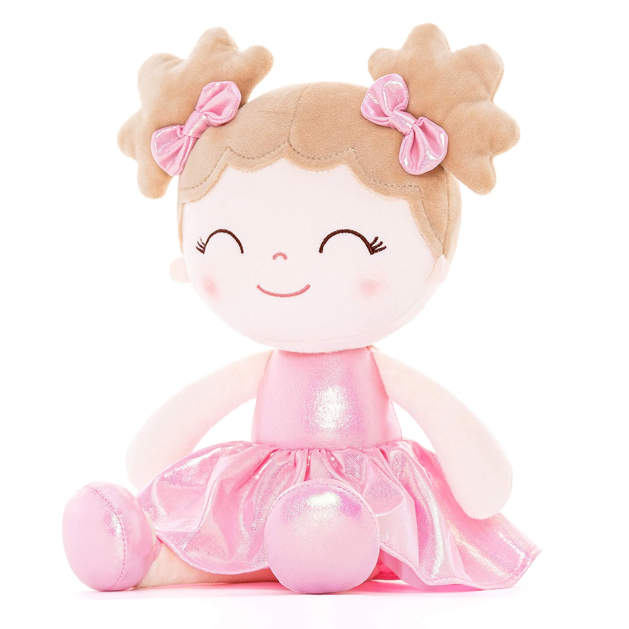 Gloveleya 12-inch Personalized Plush Dolls Curly Haired Iridescent Girls - Pink
