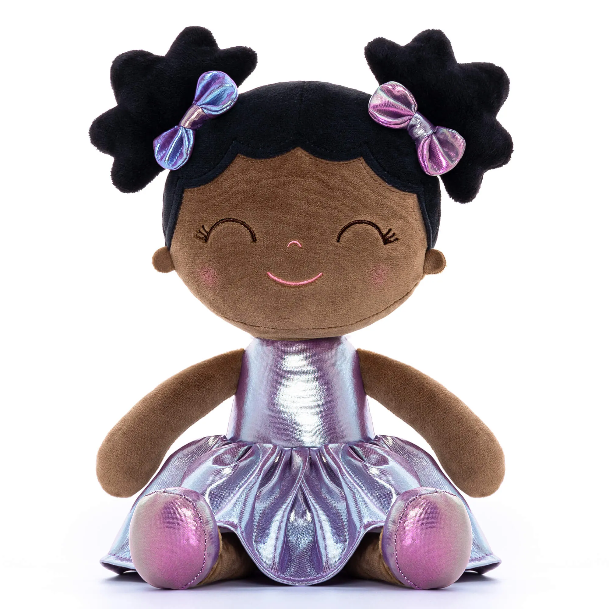 Gloveleya 12-inch Personalized Plush Dolls Curly Haired Iridescent Girls - Tanned Purple