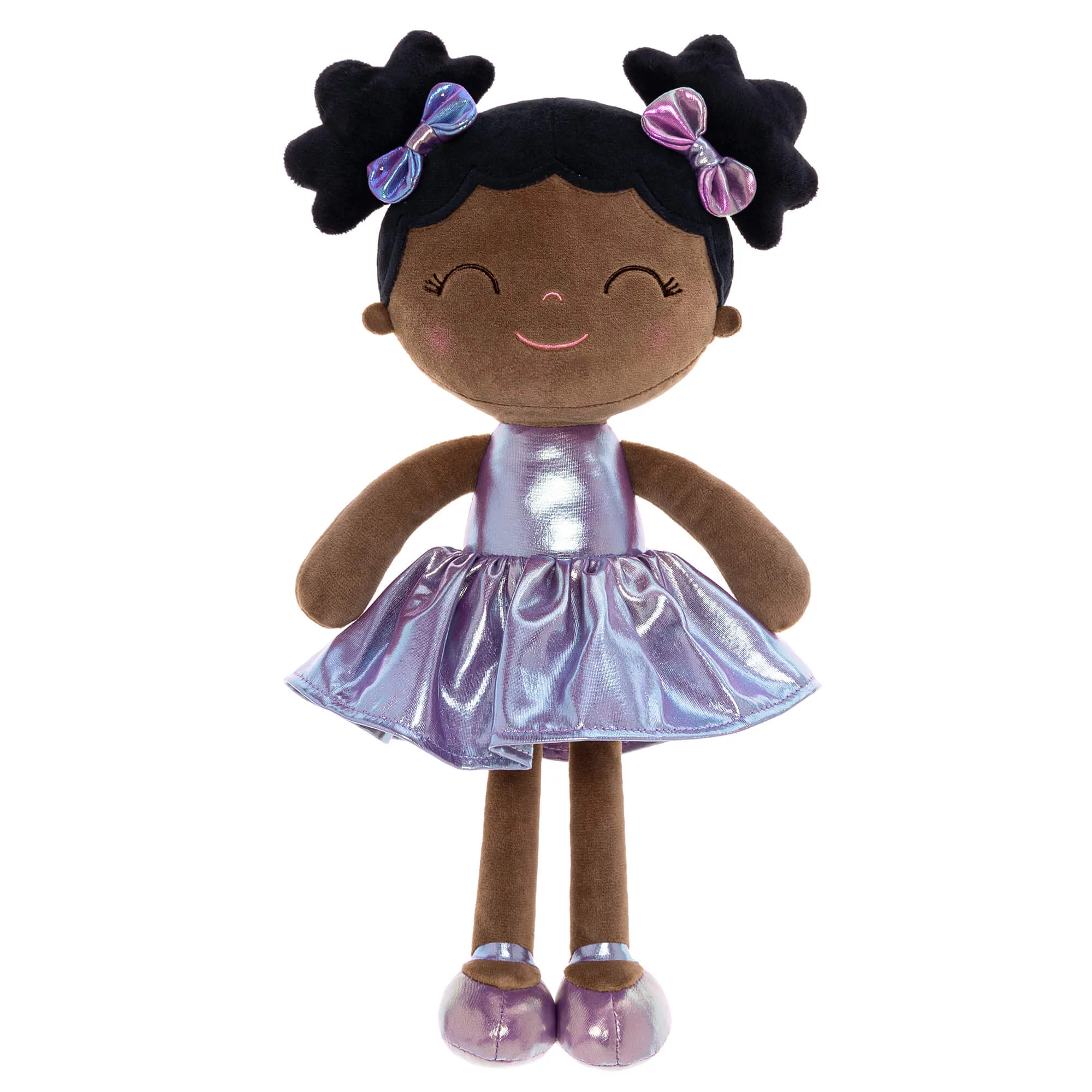 Gloveleya 12-inch Personalized Plush Dolls Curly Haired Iridescent Girls - Tanned Purple