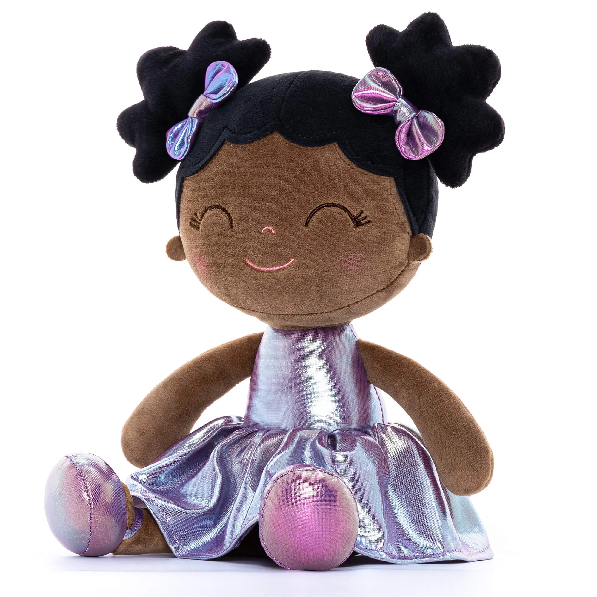 Gloveleya 12-inch Personalized Plush Dolls Curly Haired Iridescent Girls - Tanned Purple