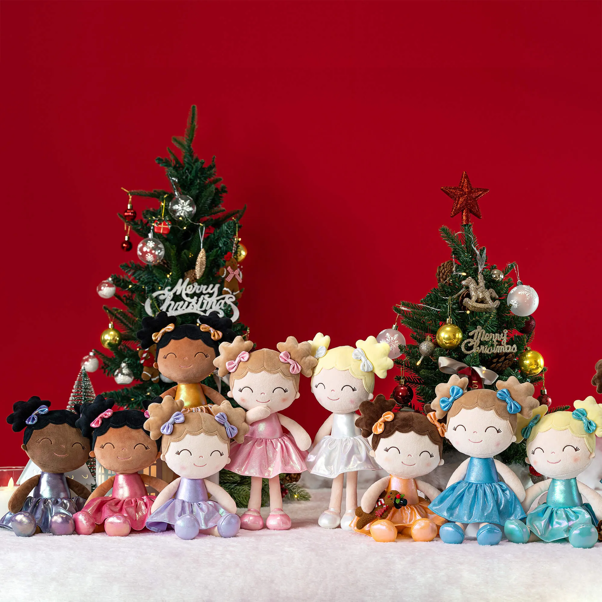 Gloveleya 12-inch Personalized Plush Dolls Curly Haired Iridescent Girls - Tanned Rose