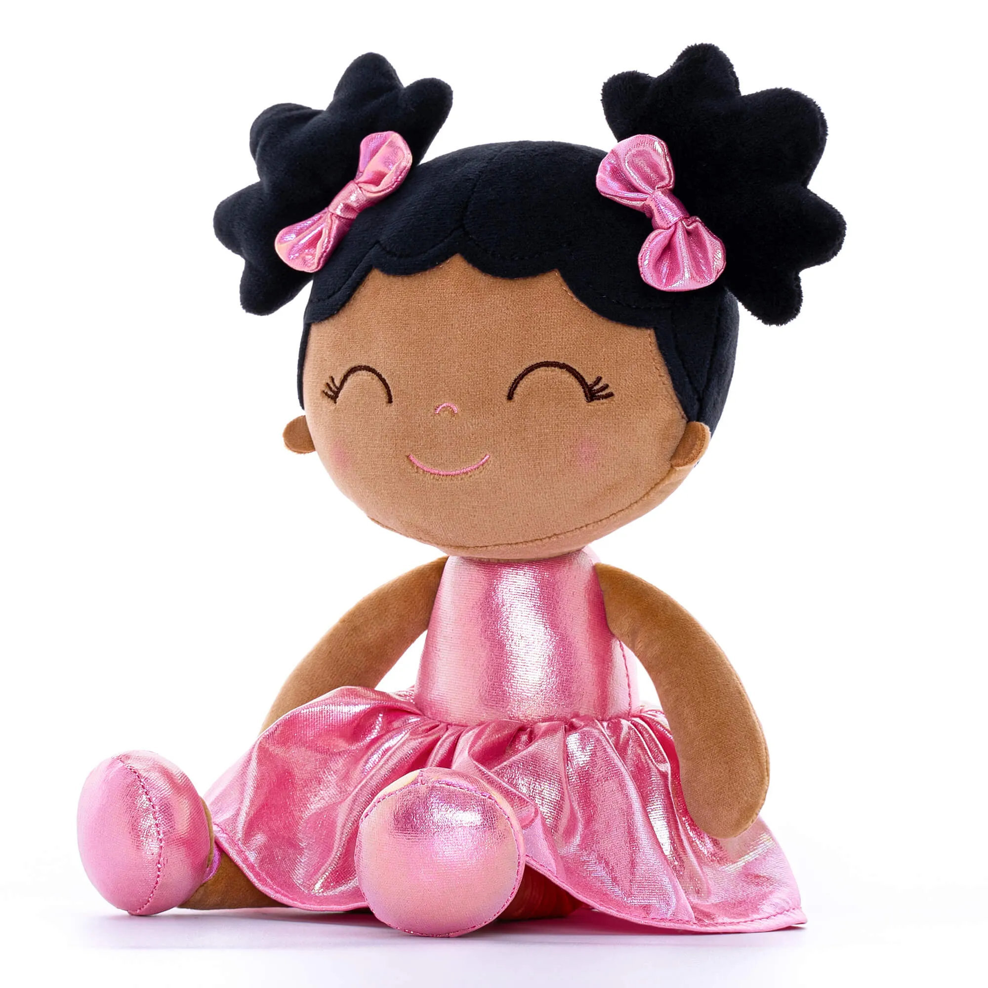 Gloveleya 12-inch Personalized Plush Dolls Curly Haired Iridescent Girls - Tanned Rose
