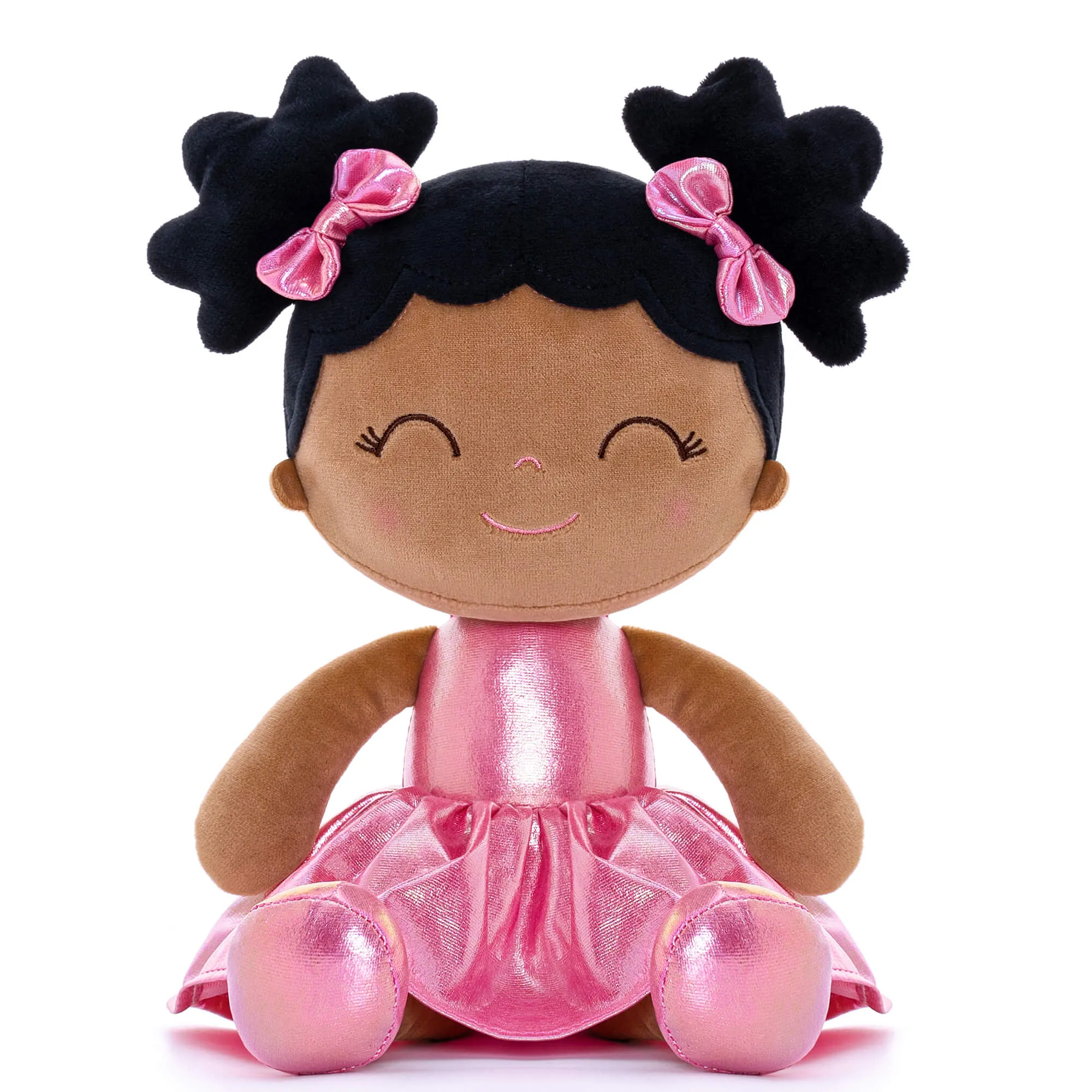 Gloveleya 12-inch Personalized Plush Dolls Curly Haired Iridescent Girls - Tanned Rose