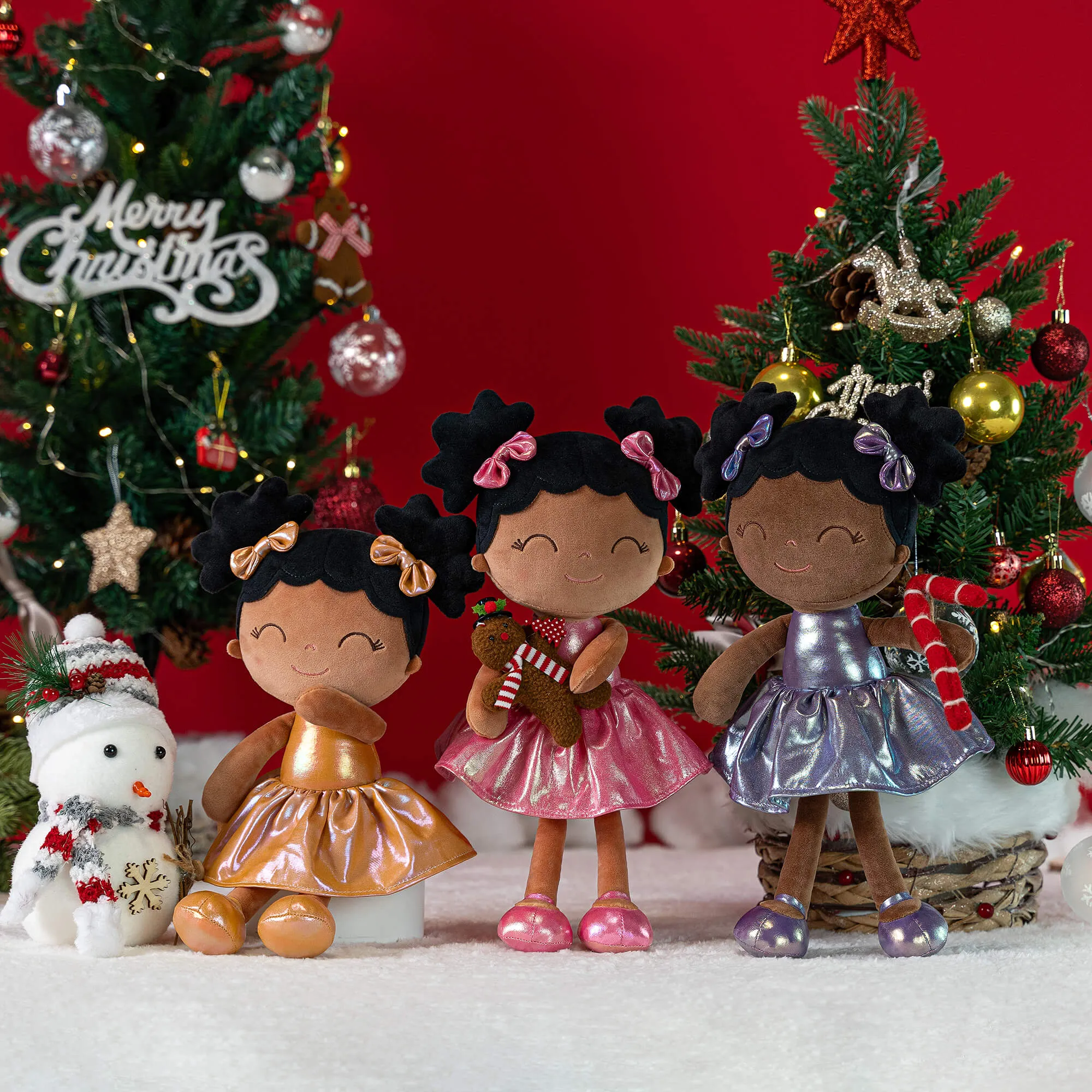 Gloveleya 12-inch Personalized Plush Dolls Curly Haired Iridescent Girls - Tanned Rose