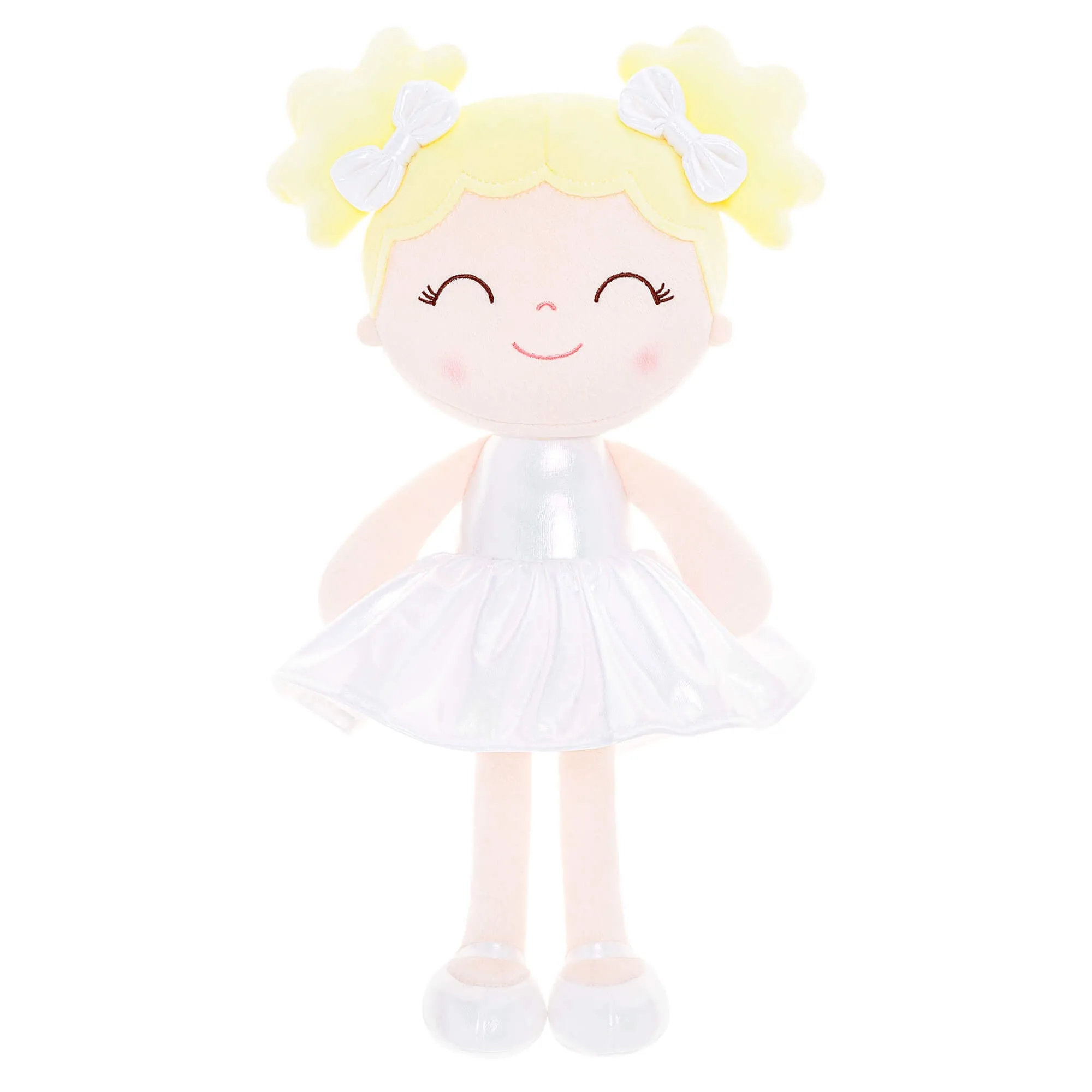 Gloveleya 12-inch Personalized Plush Dolls Curly Haired Iridescent Girls - White