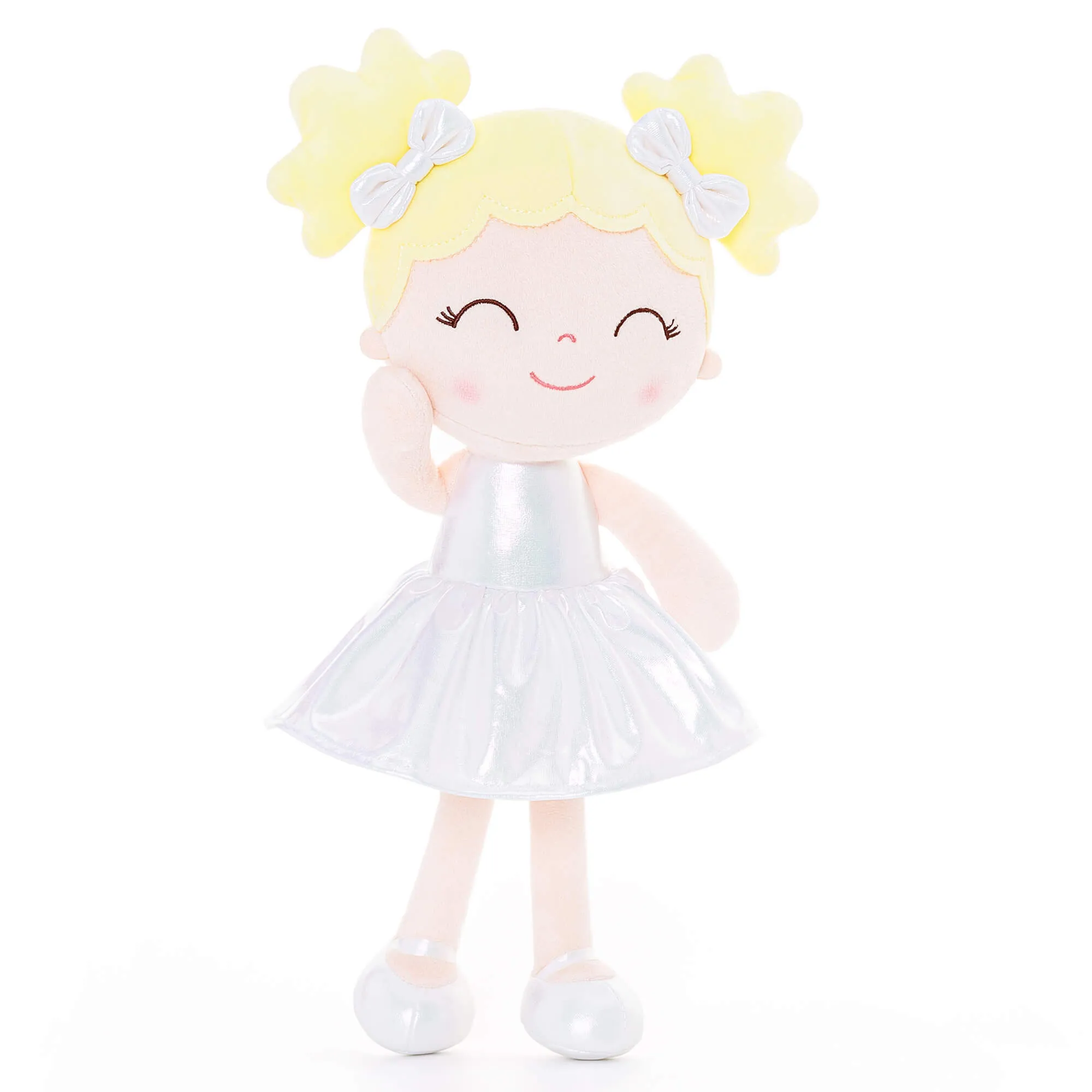 Gloveleya 12-inch Personalized Plush Dolls Curly Haired Iridescent Girls - White