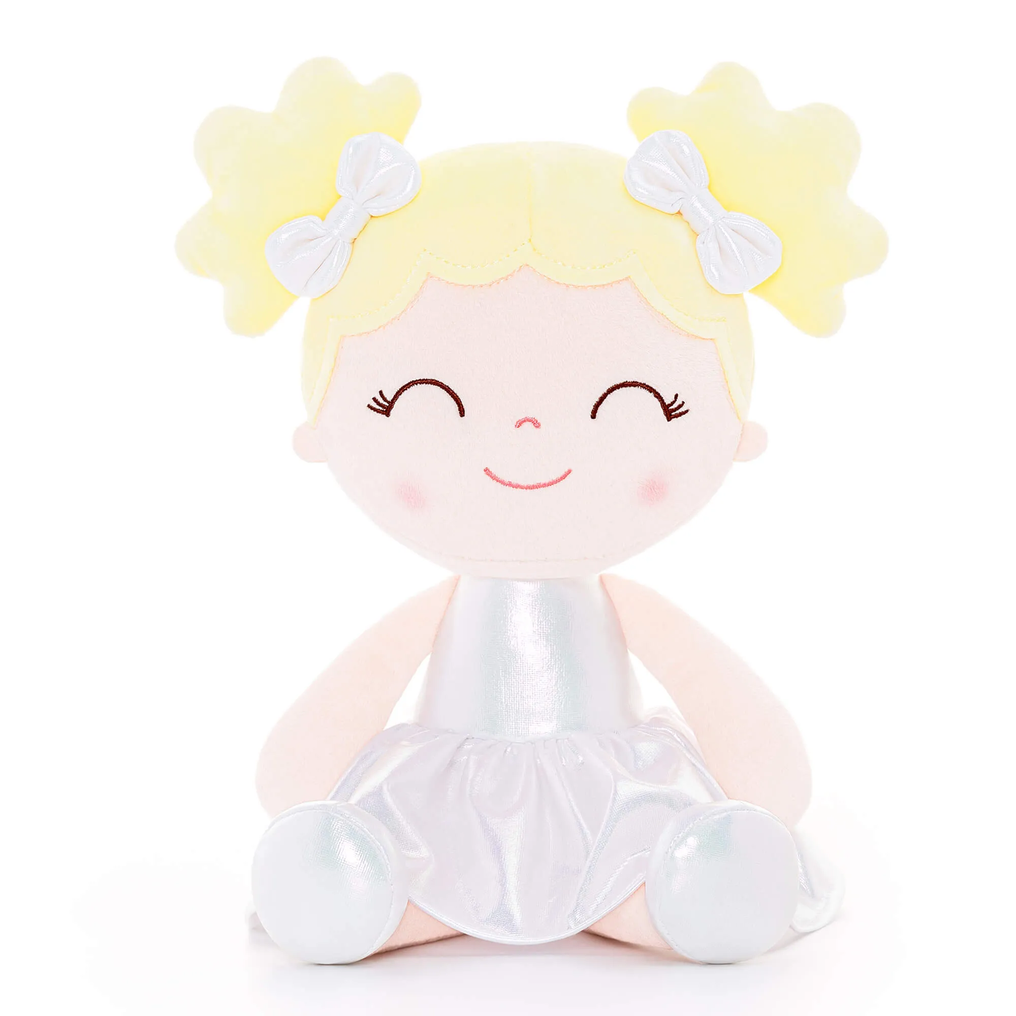 Gloveleya 12-inch Personalized Plush Dolls Curly Haired Iridescent Girls - White