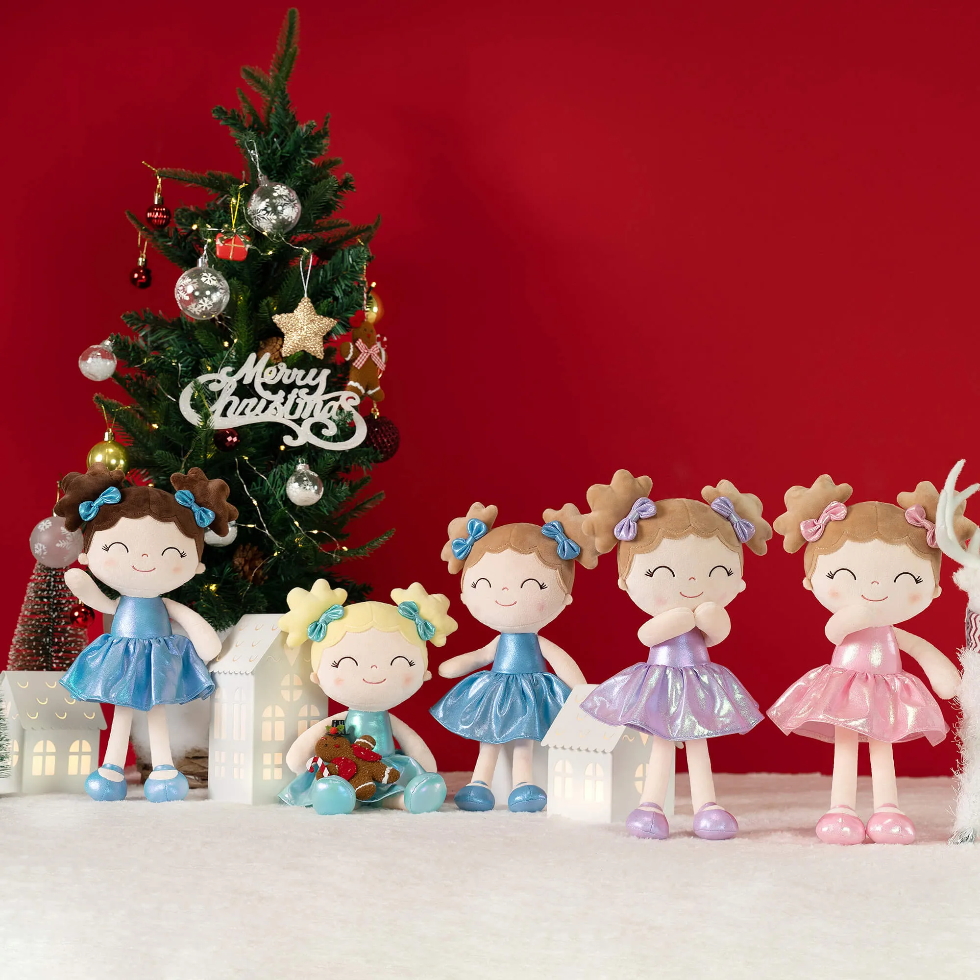 Gloveleya 12-inch Personalized Plush Dolls Curly Haired Iridescent Girls - White