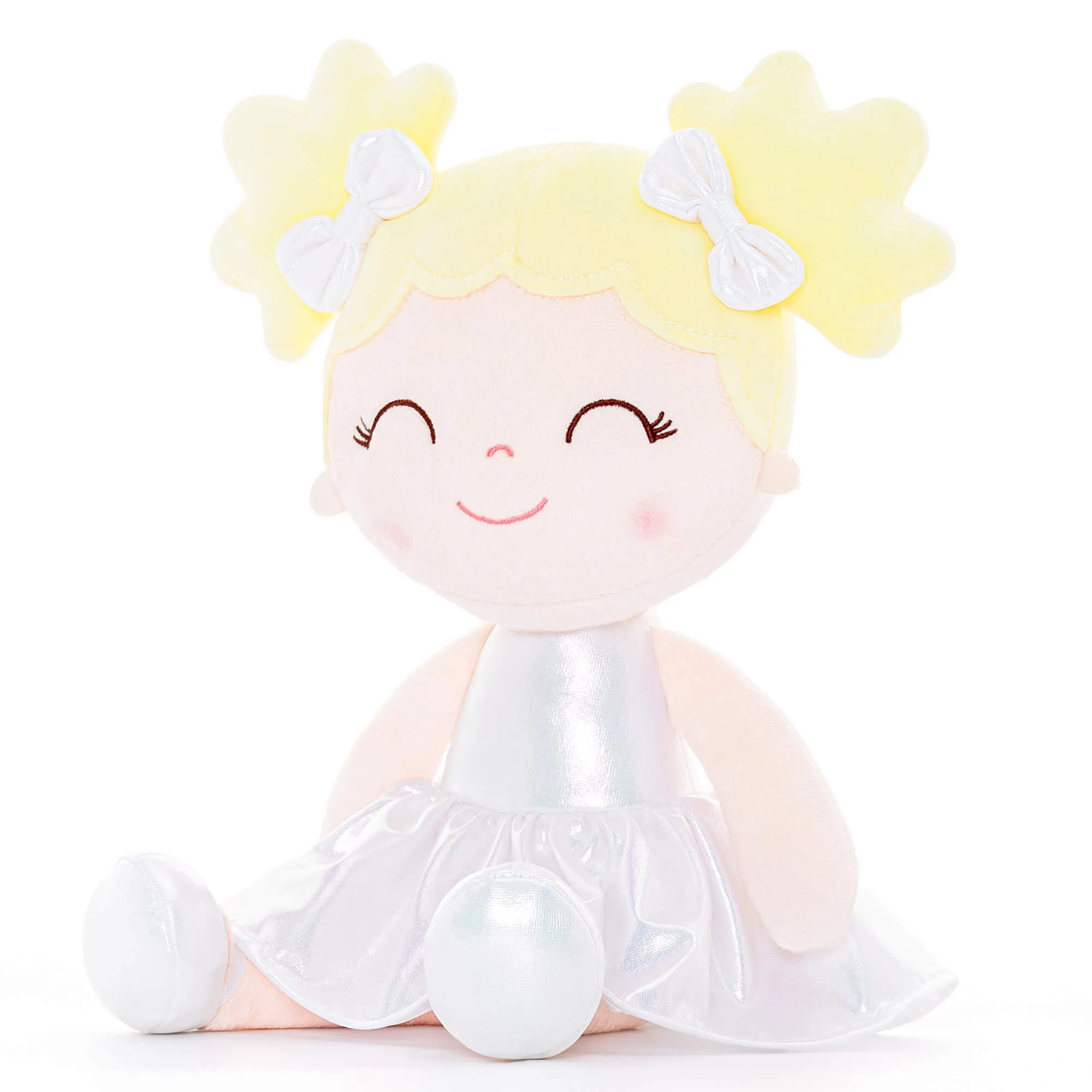 Gloveleya 12-inch Personalized Plush Dolls Curly Haired Iridescent Girls - White