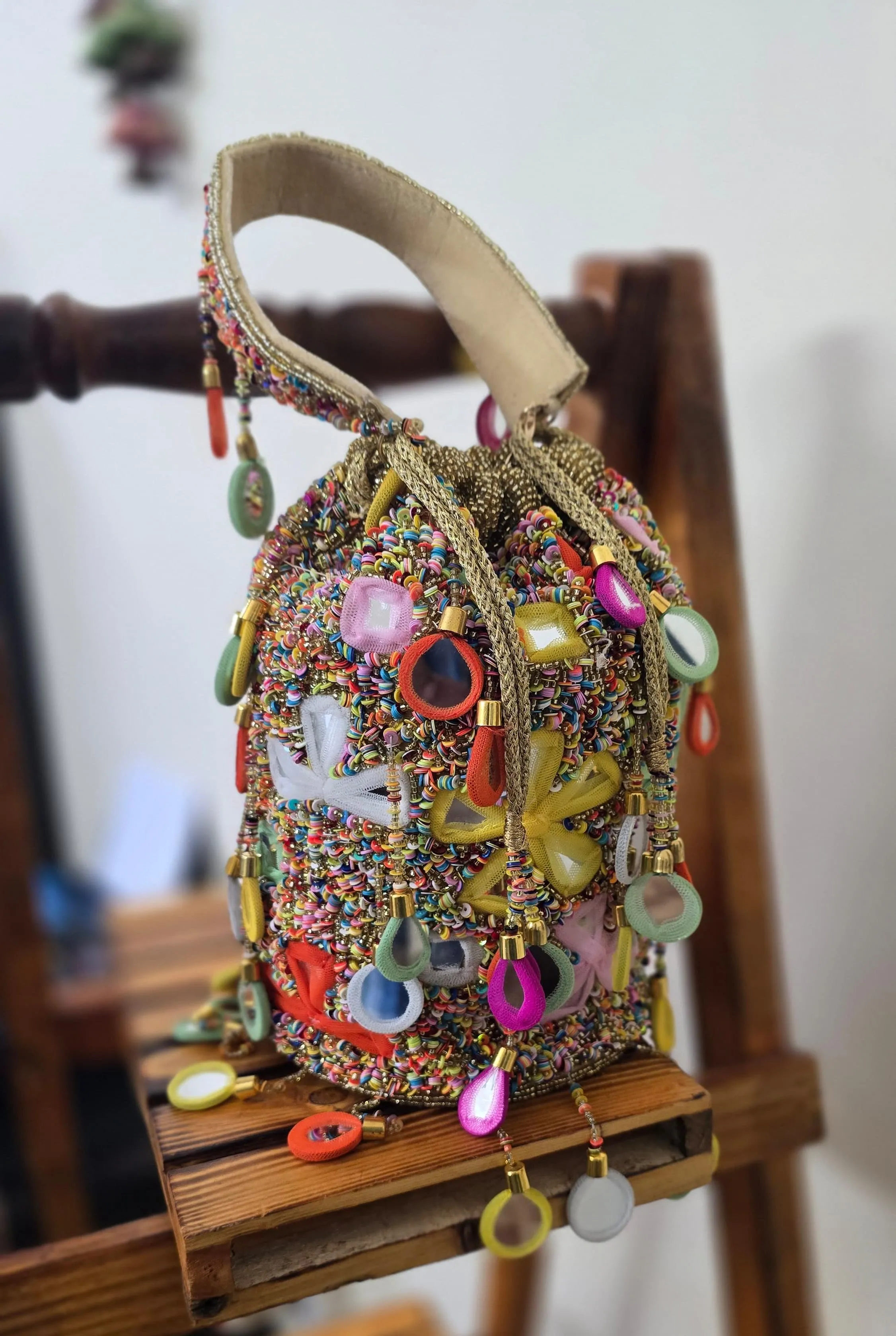 Golden mirror potli bags