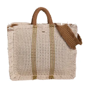 Gossypium Tote Bag Large - Buttercream, Tobacco & Gold