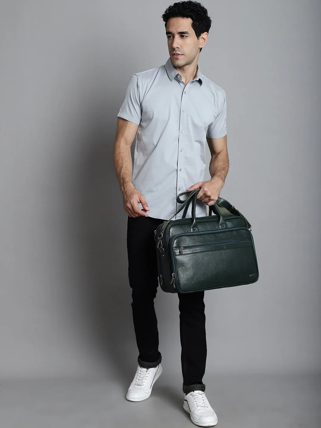 Green Leather Portfolio Office / Laptop Bags ZP12103