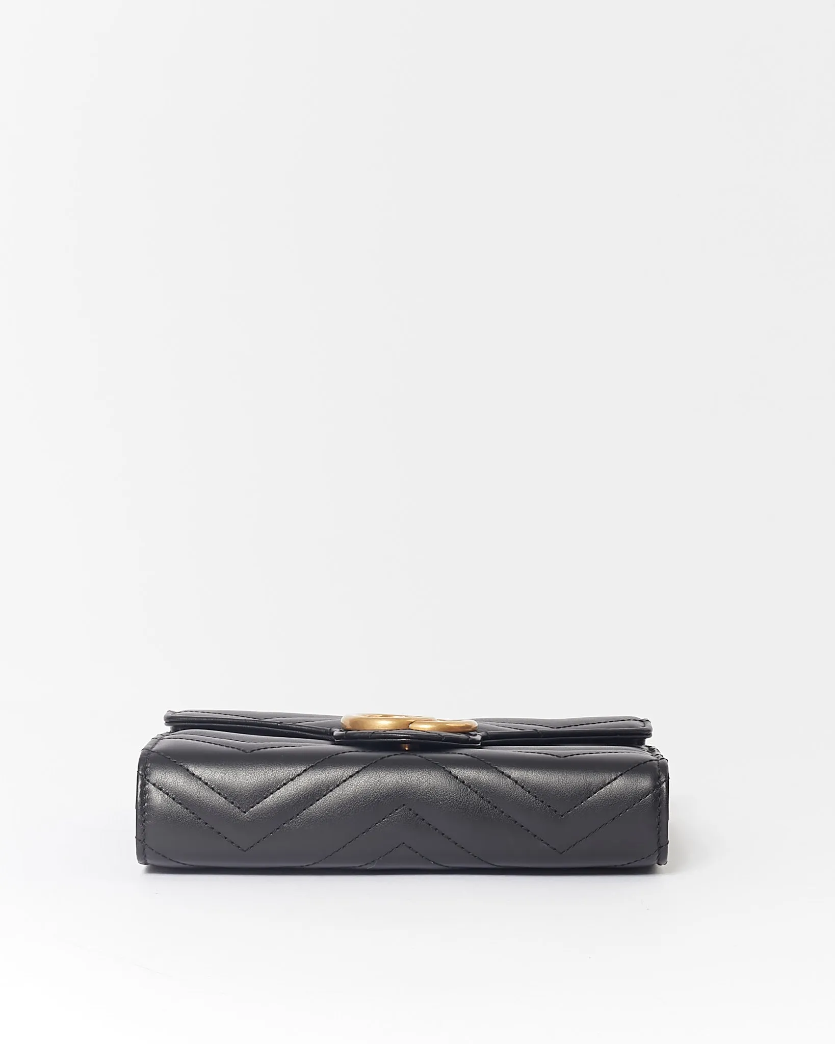 Gucci Black GG Marmont Matelasse Chevron Wallet On Chain