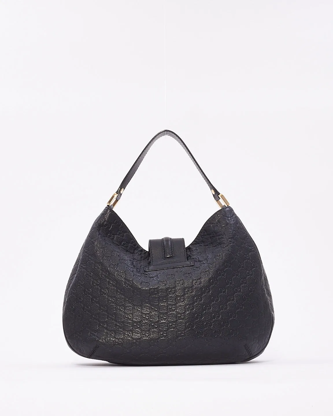Gucci Black Leather Guccissima Hobo Bag