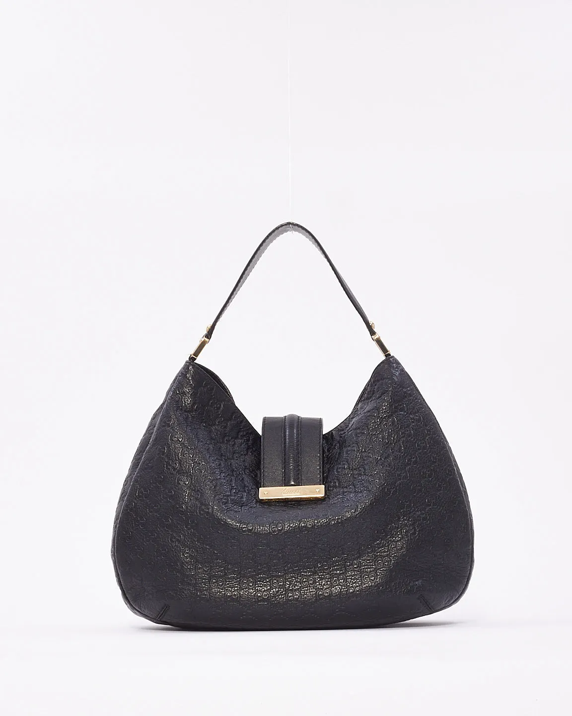 Gucci Black Leather Guccissima Hobo Bag