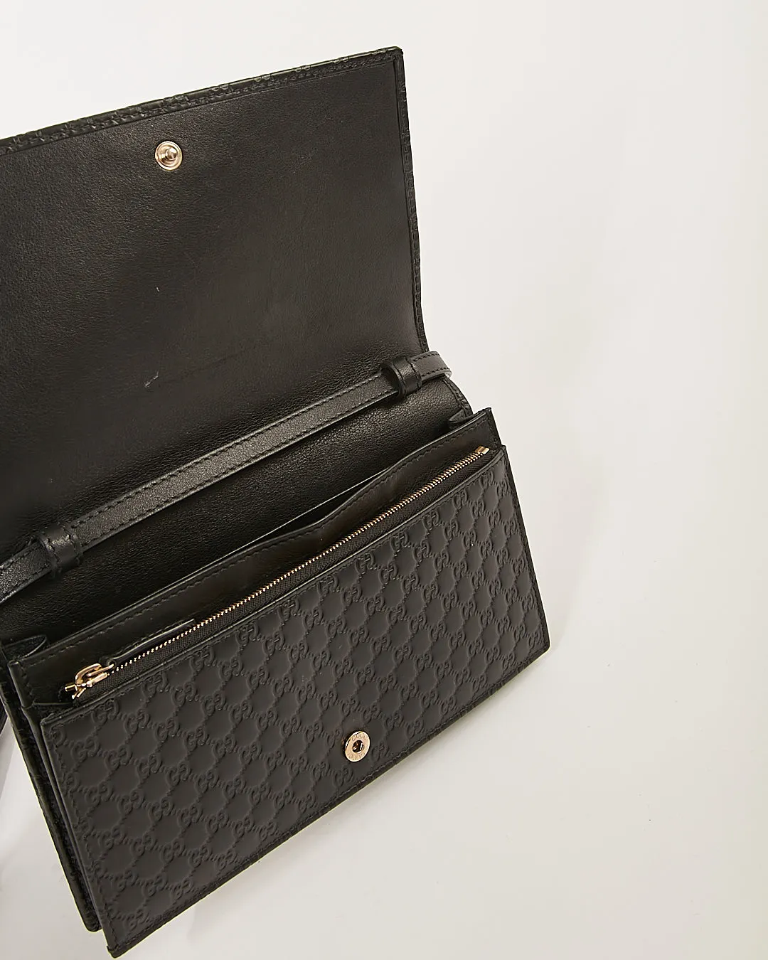 Gucci Black Microguccissima Leather Wallet On Chain