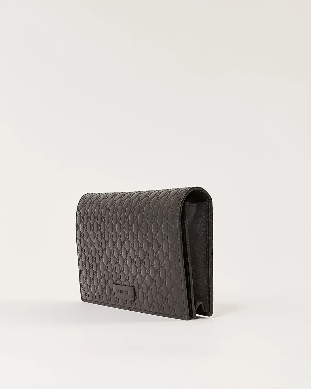 Gucci Black Microguccissima Leather Wallet On Chain
