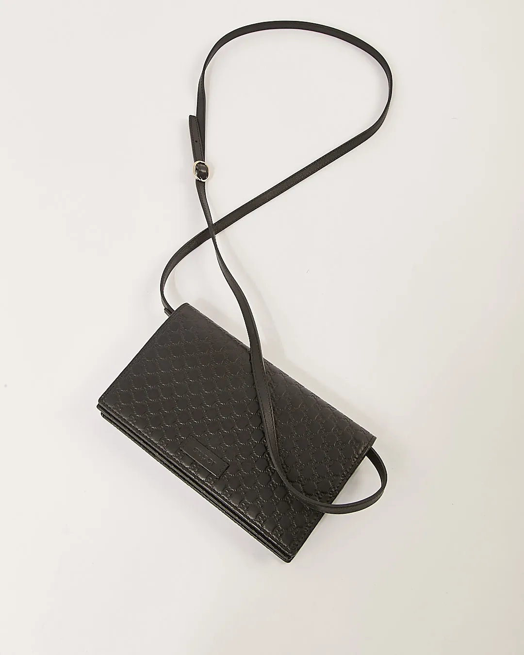 Gucci Black Microguccissima Leather Wallet On Chain