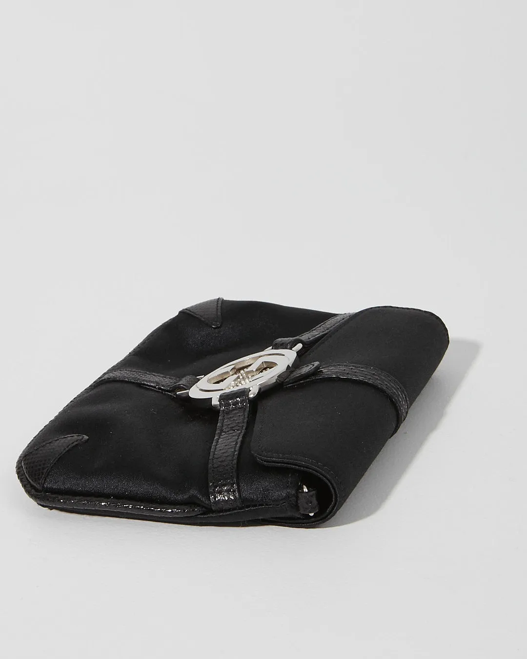 Gucci Black Satin Crystal GG Evening Chain Crossbody Bag