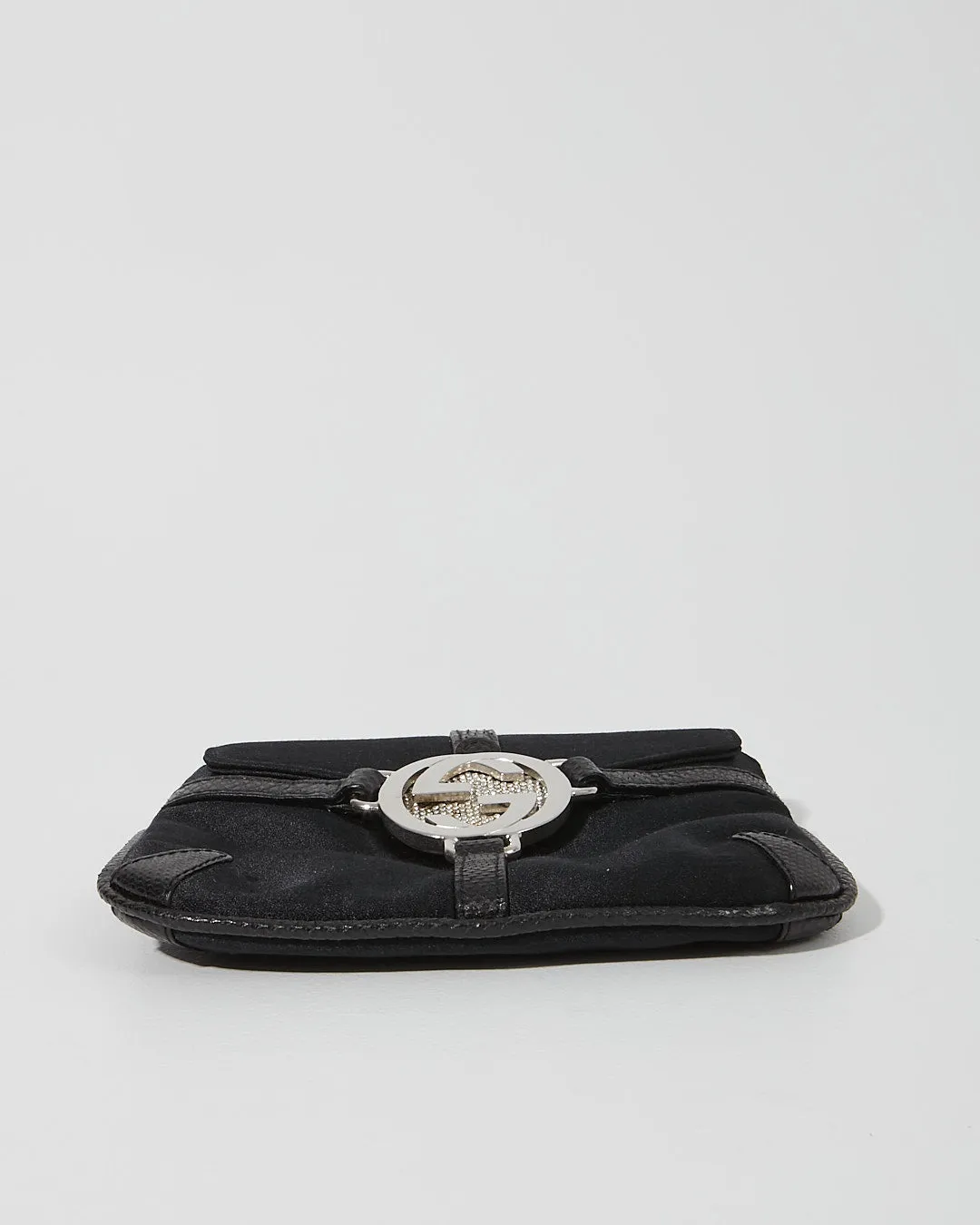 Gucci Black Satin Crystal GG Evening Chain Crossbody Bag