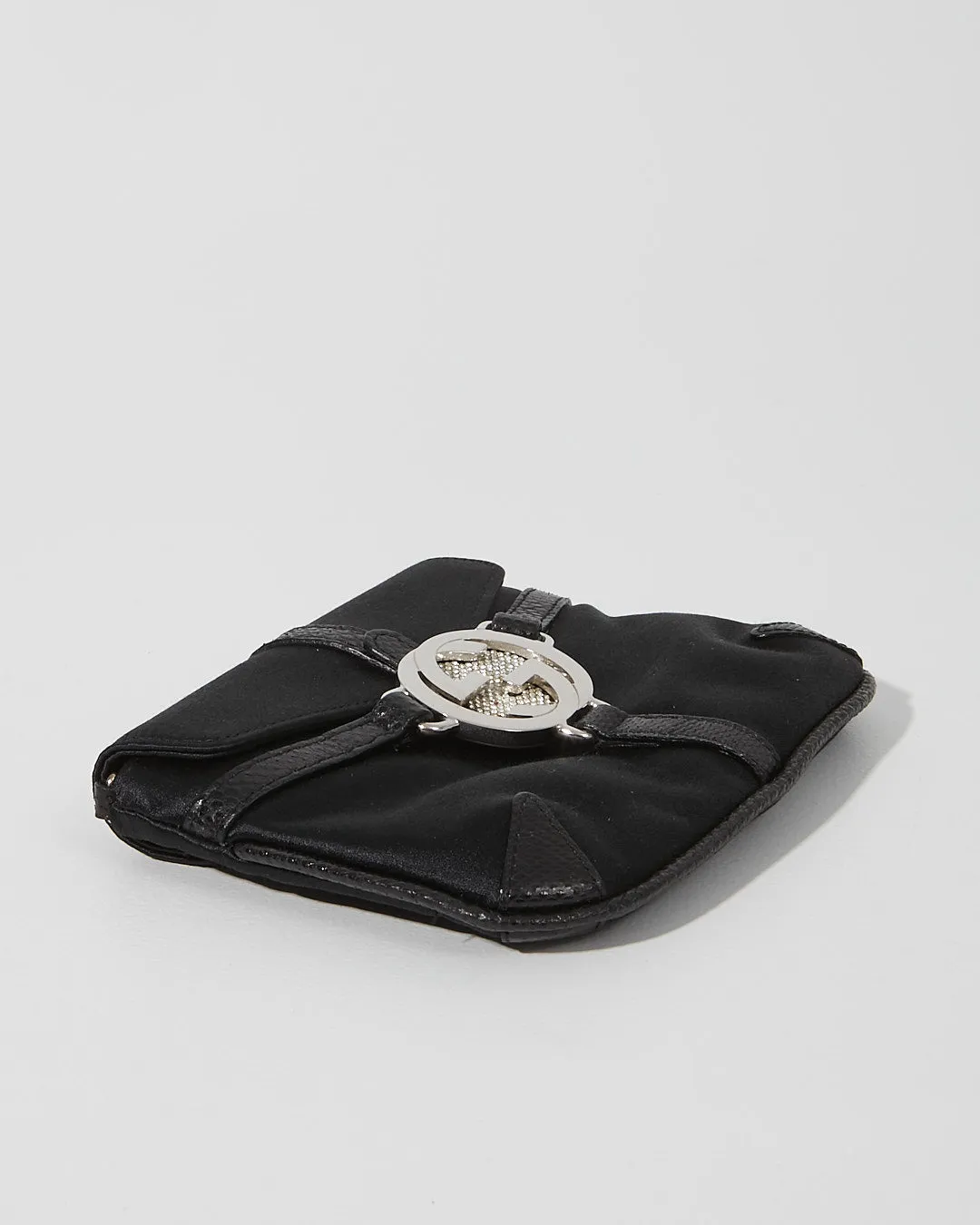 Gucci Black Satin Crystal GG Evening Chain Crossbody Bag