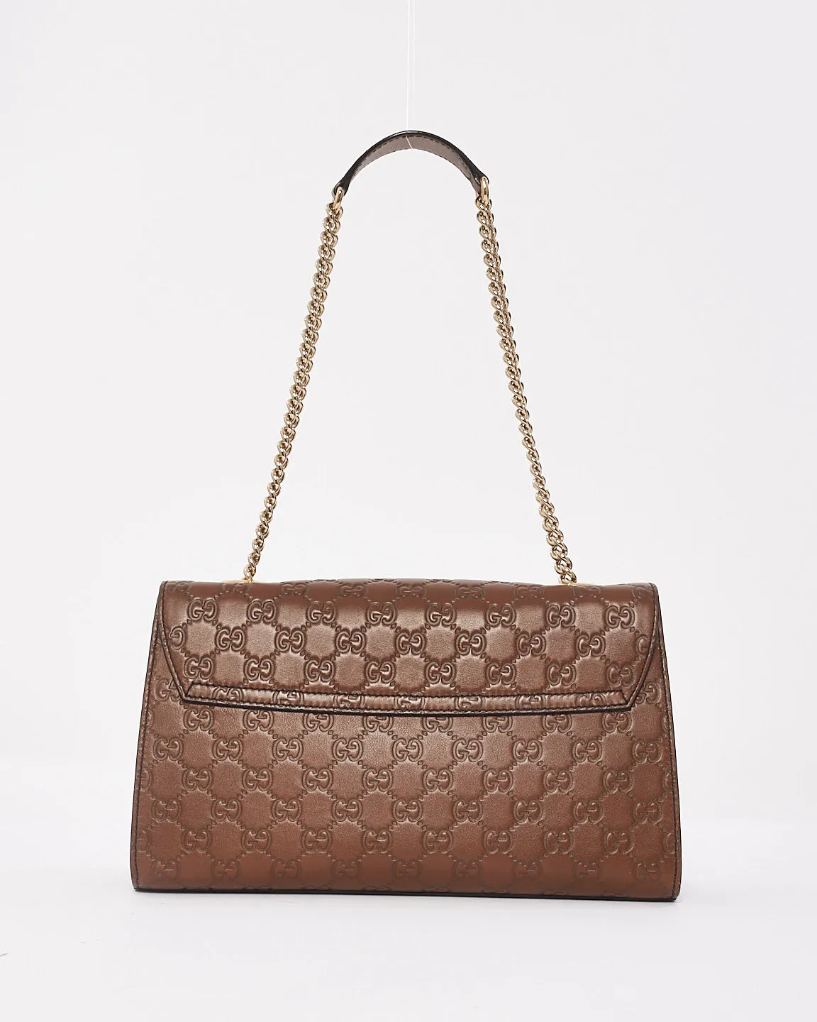 Gucci Brown Monogram Signature GG Leather Medium Emily Shoulder Bag