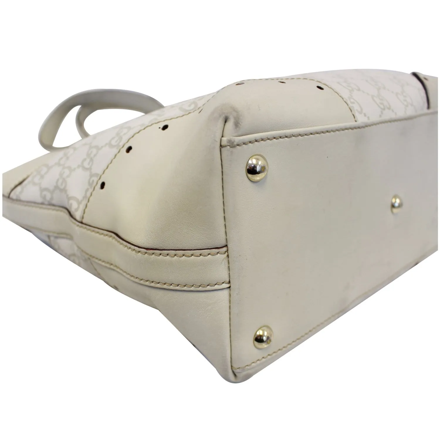 GUCCI Cream Guccissima Leather Gold-tone Tote Shoulder Bag 145993