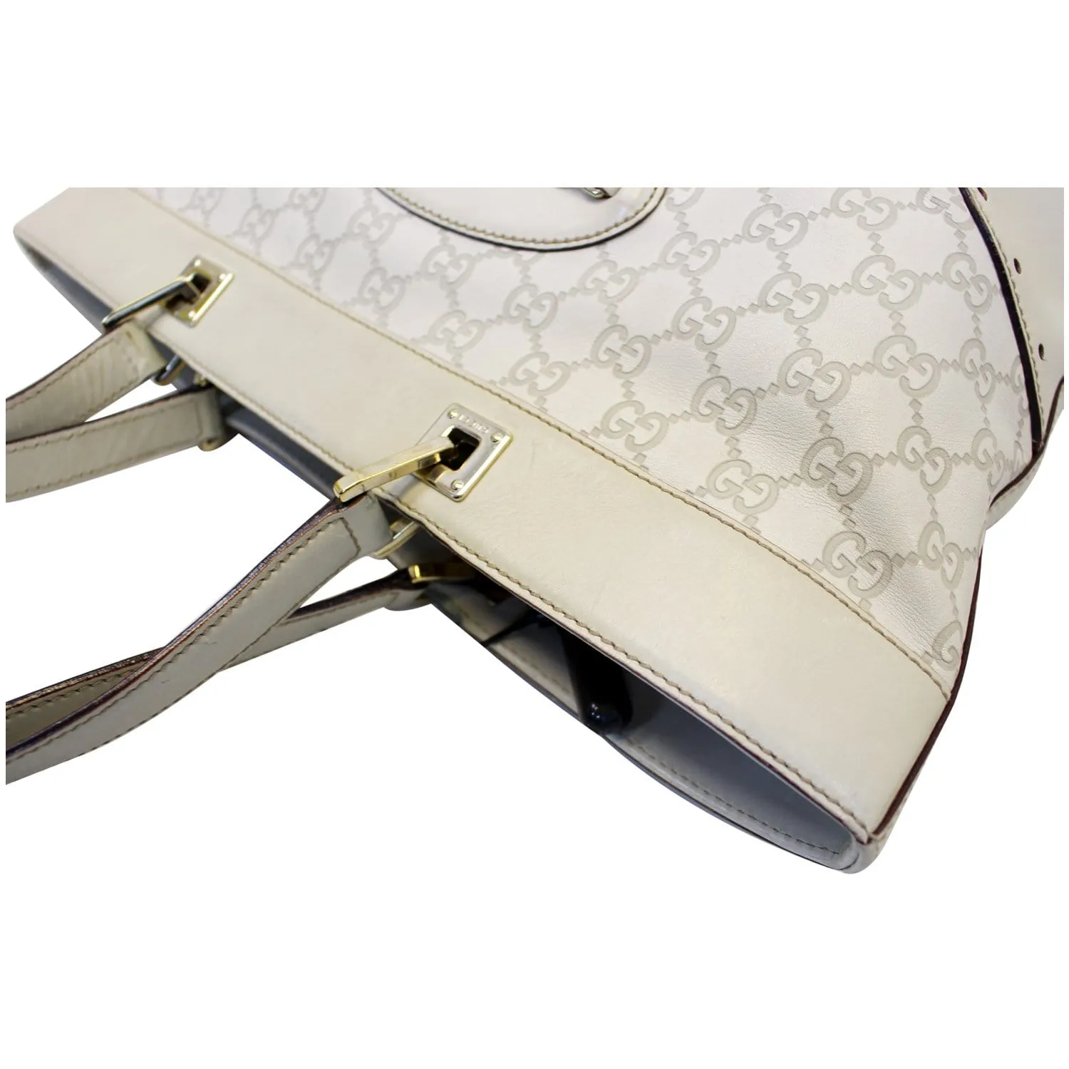 GUCCI Cream Guccissima Leather Gold-tone Tote Shoulder Bag 145993