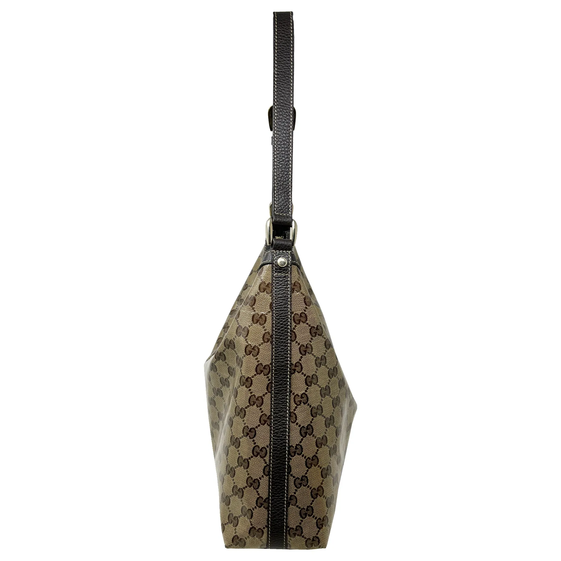 Gucci Crystal Brown GG Supreme Monogram Hobo Shoulder Bag