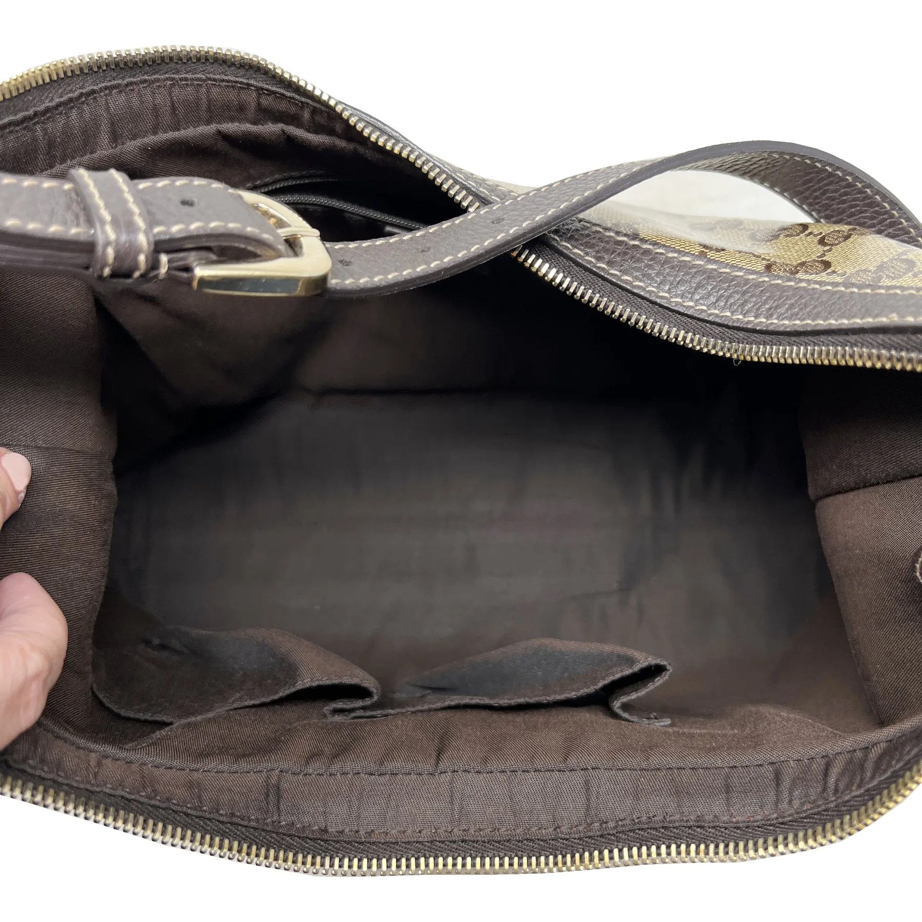 Gucci Crystal Brown GG Supreme Monogram Hobo Shoulder Bag