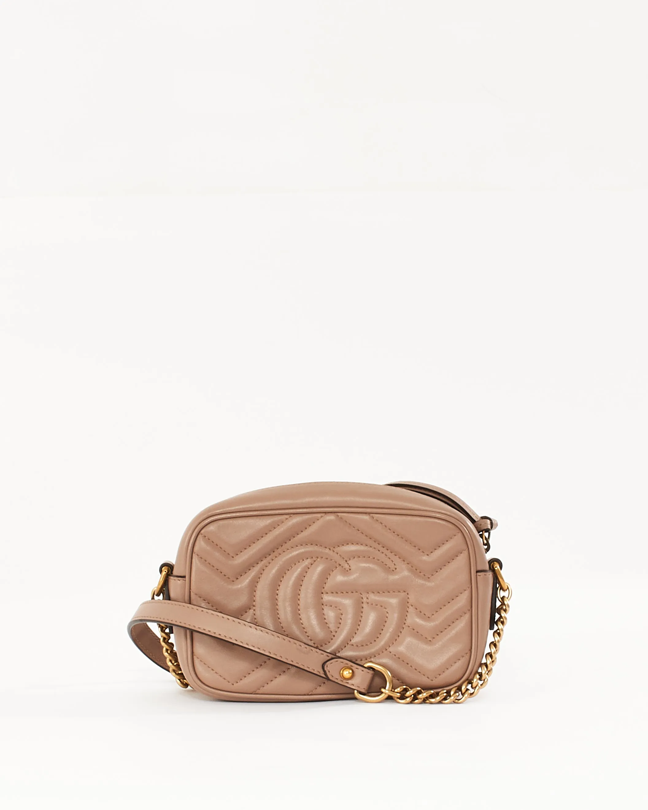 Gucci Dusty Pink Leather Marmont Matelassé Mini Camera Bag