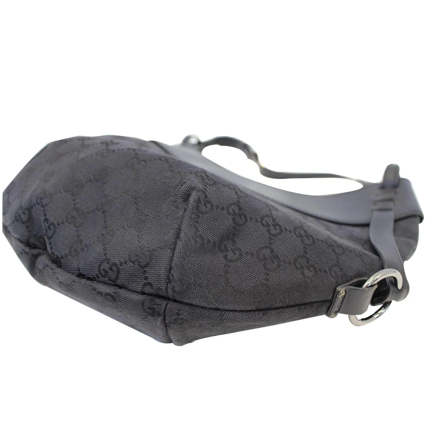 GUCCI GG Canvas Half Moon Hobo Bag Black