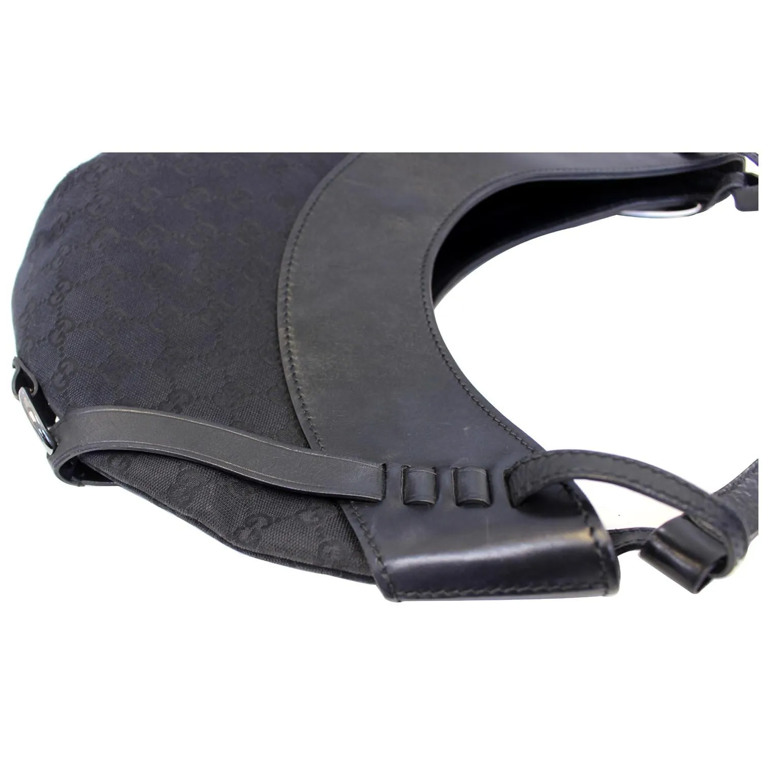 GUCCI GG Canvas Half Moon Hobo Bag Black