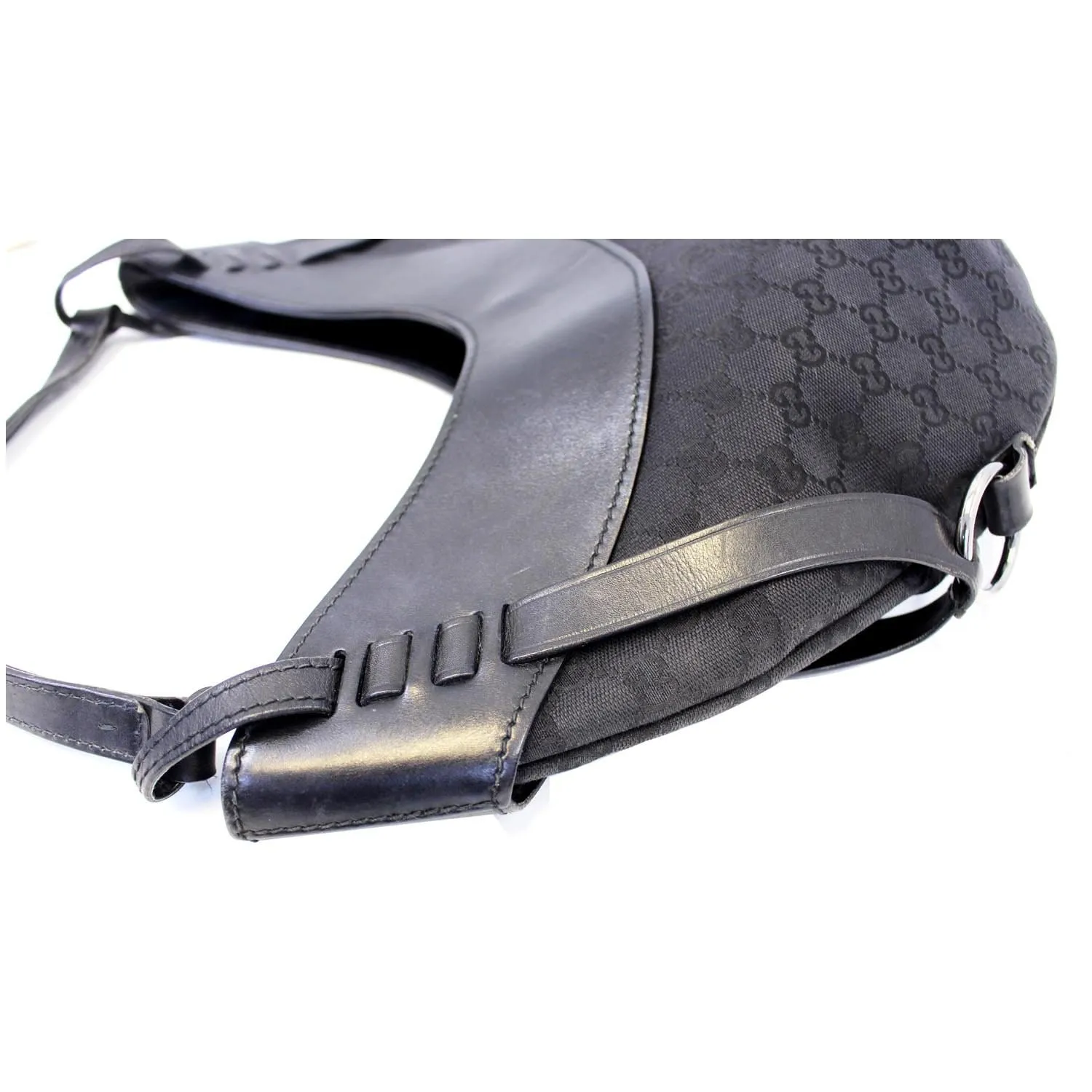 GUCCI GG Canvas Half Moon Hobo Bag Black