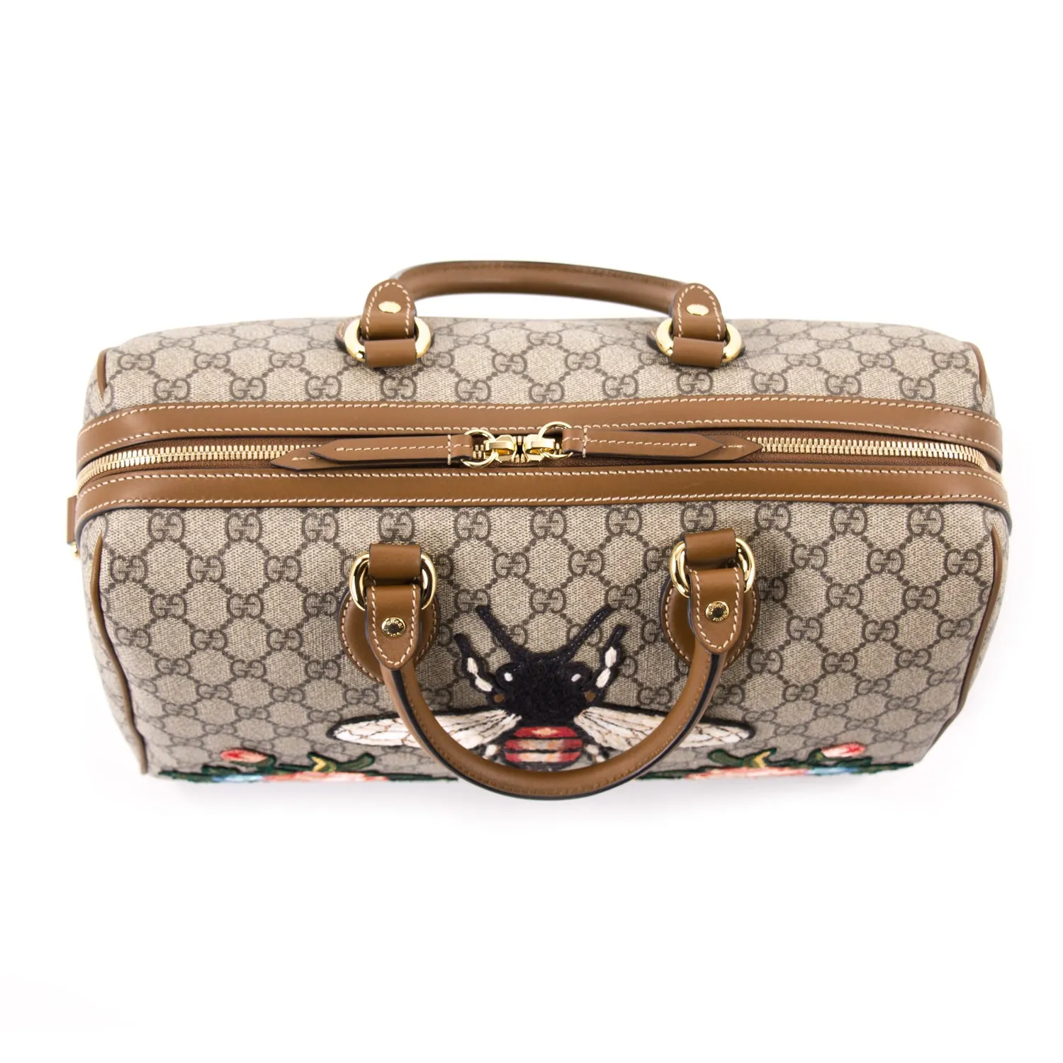 Gucci GG Supreme Embroidered Boston Bag