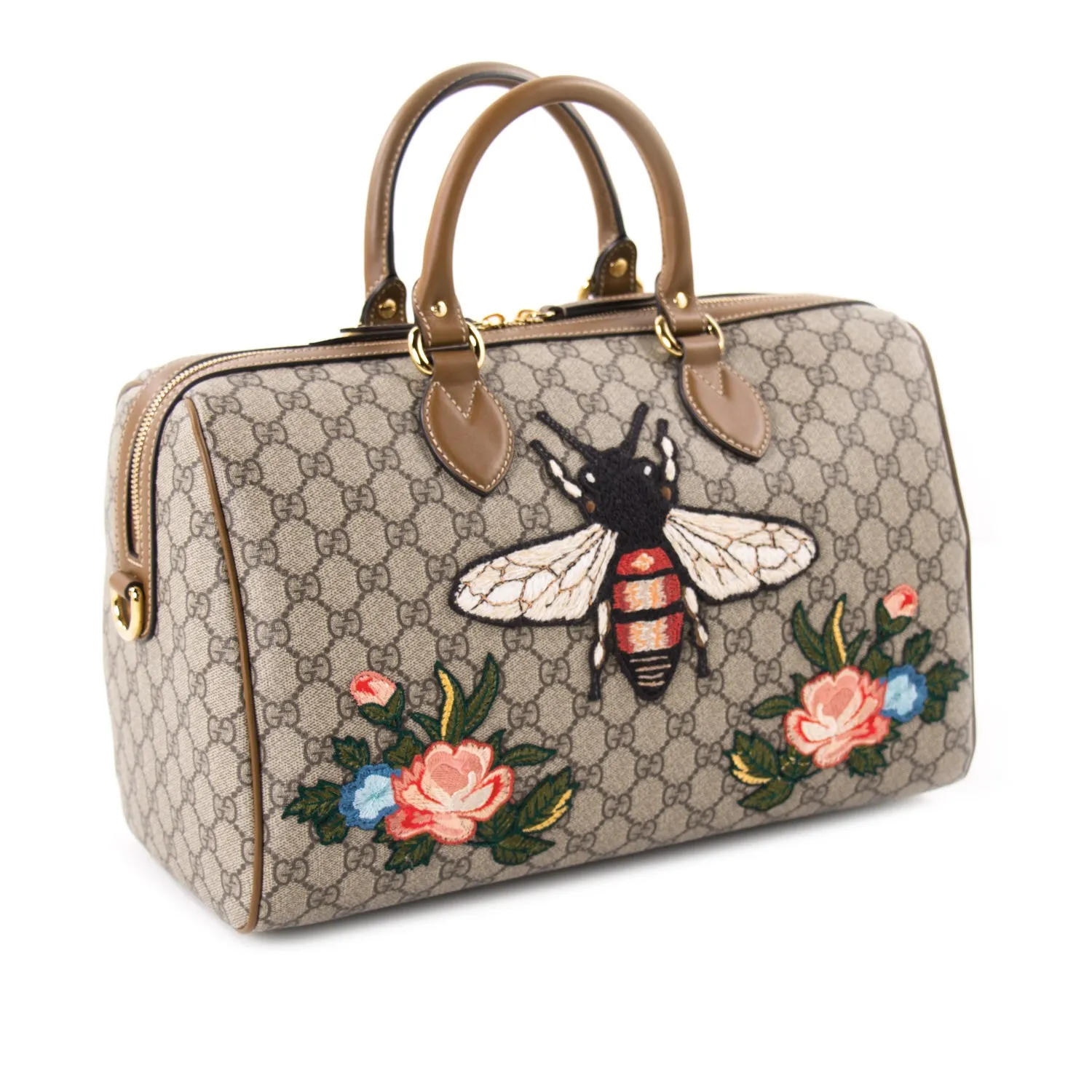 Gucci GG Supreme Embroidered Boston Bag