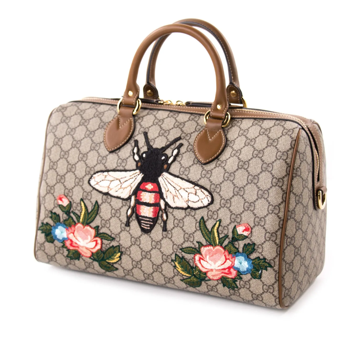 Gucci GG Supreme Embroidered Boston Bag
