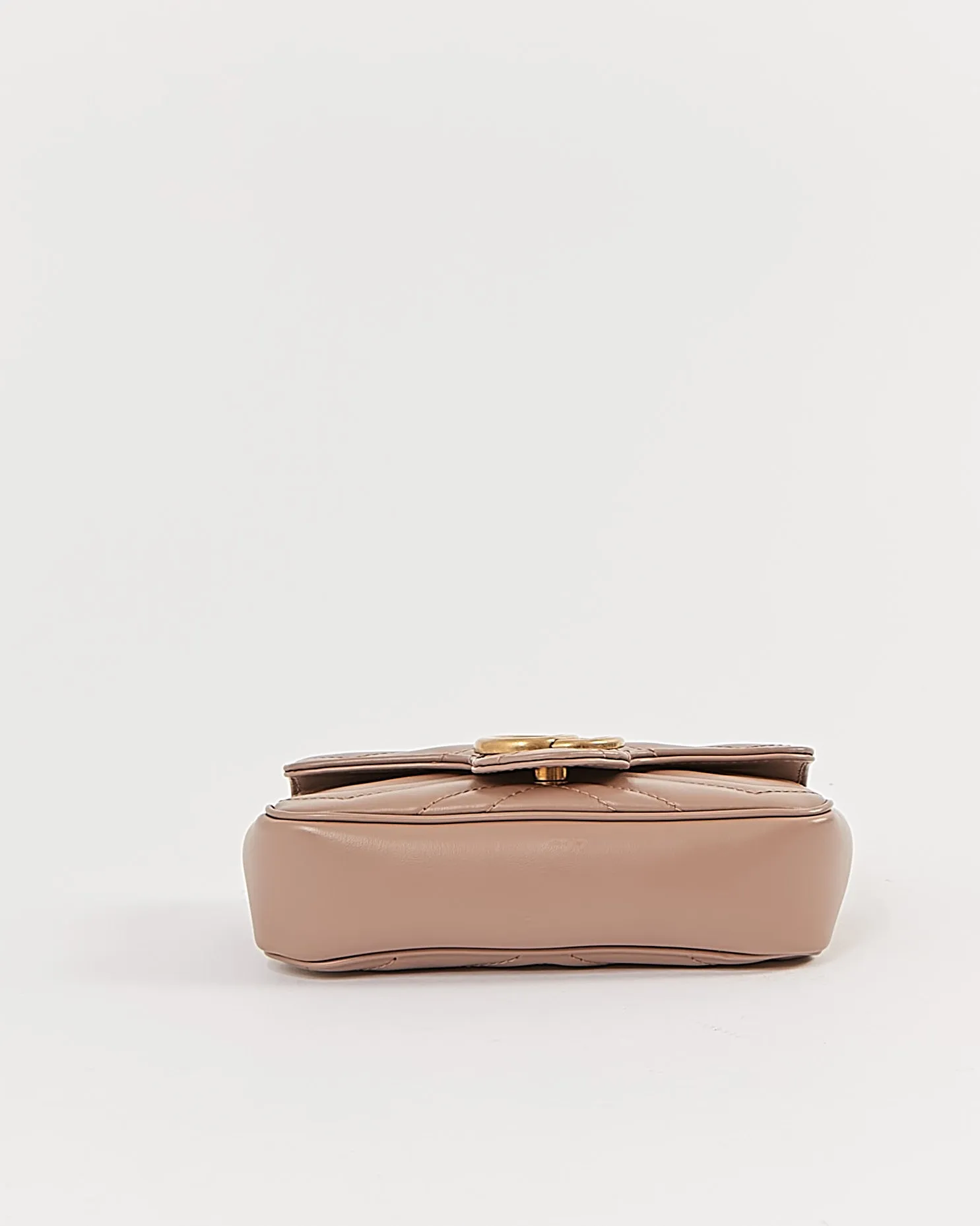 Gucci Nude Chevron Matelasse GG Marmont Super Mini Chain Bag
