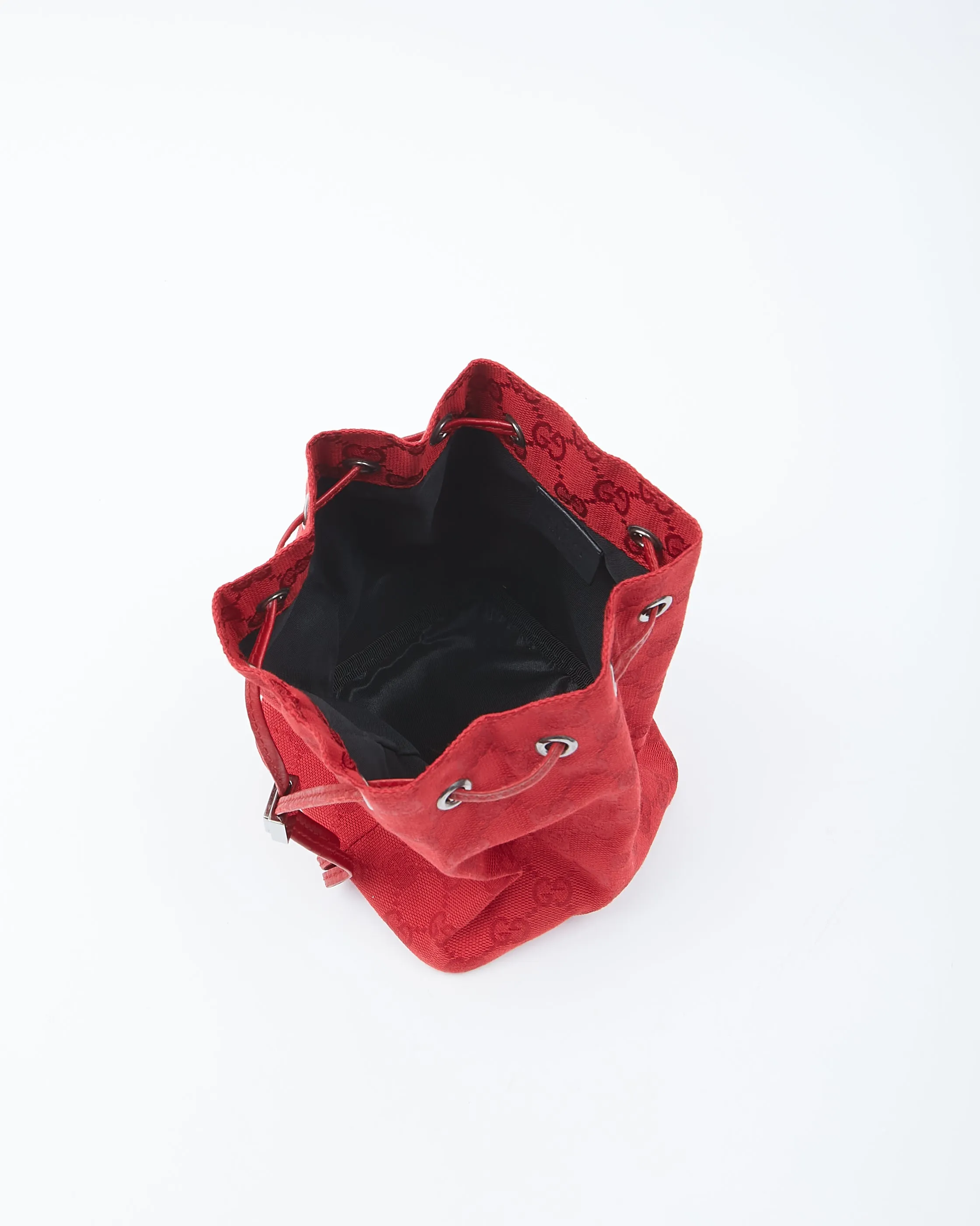 Gucci Red Canvas GG Supreme Drawstring Pouch