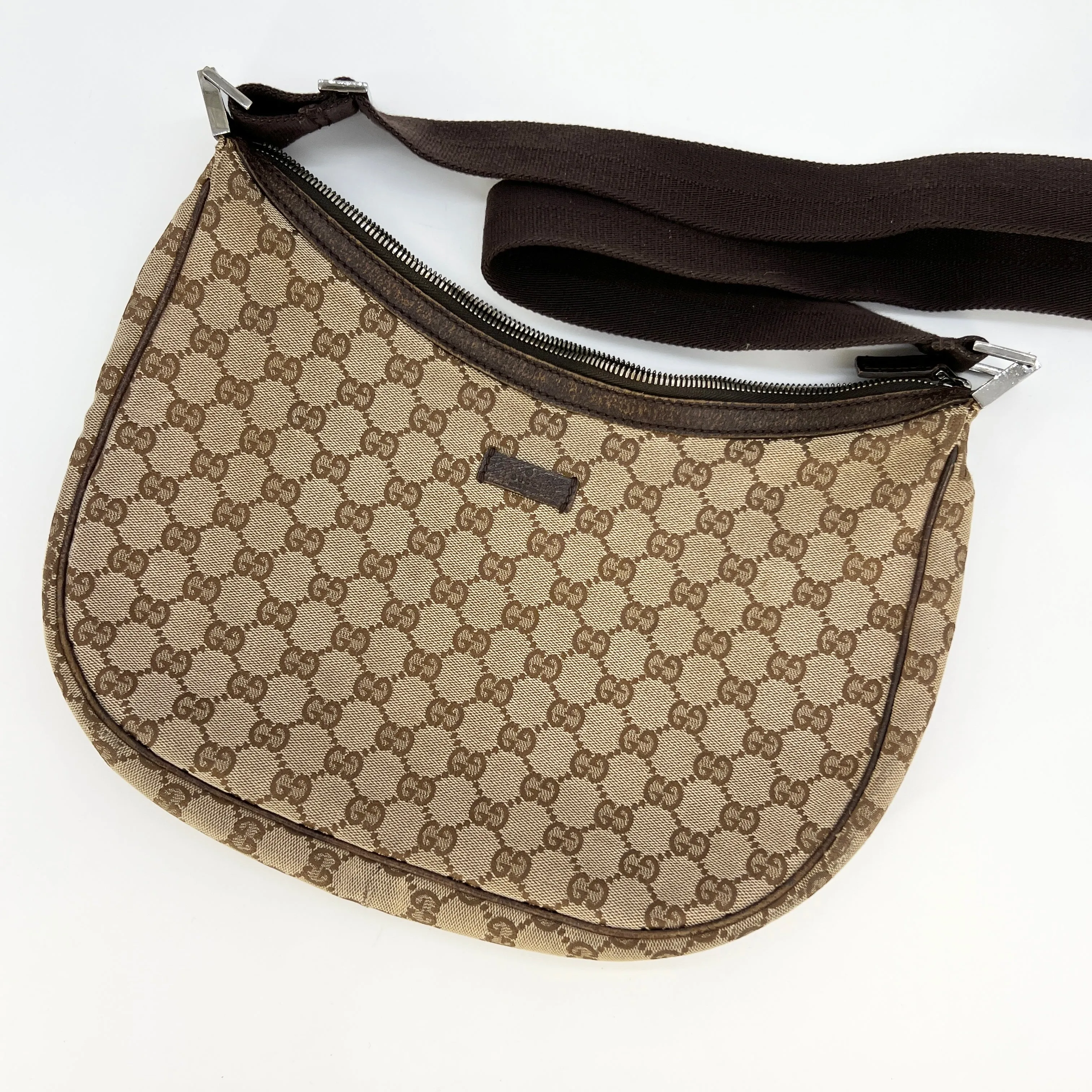 Gucci Shoulder Monogram Brown Canvas Hobo Bag [Guaranteed Authentic]
