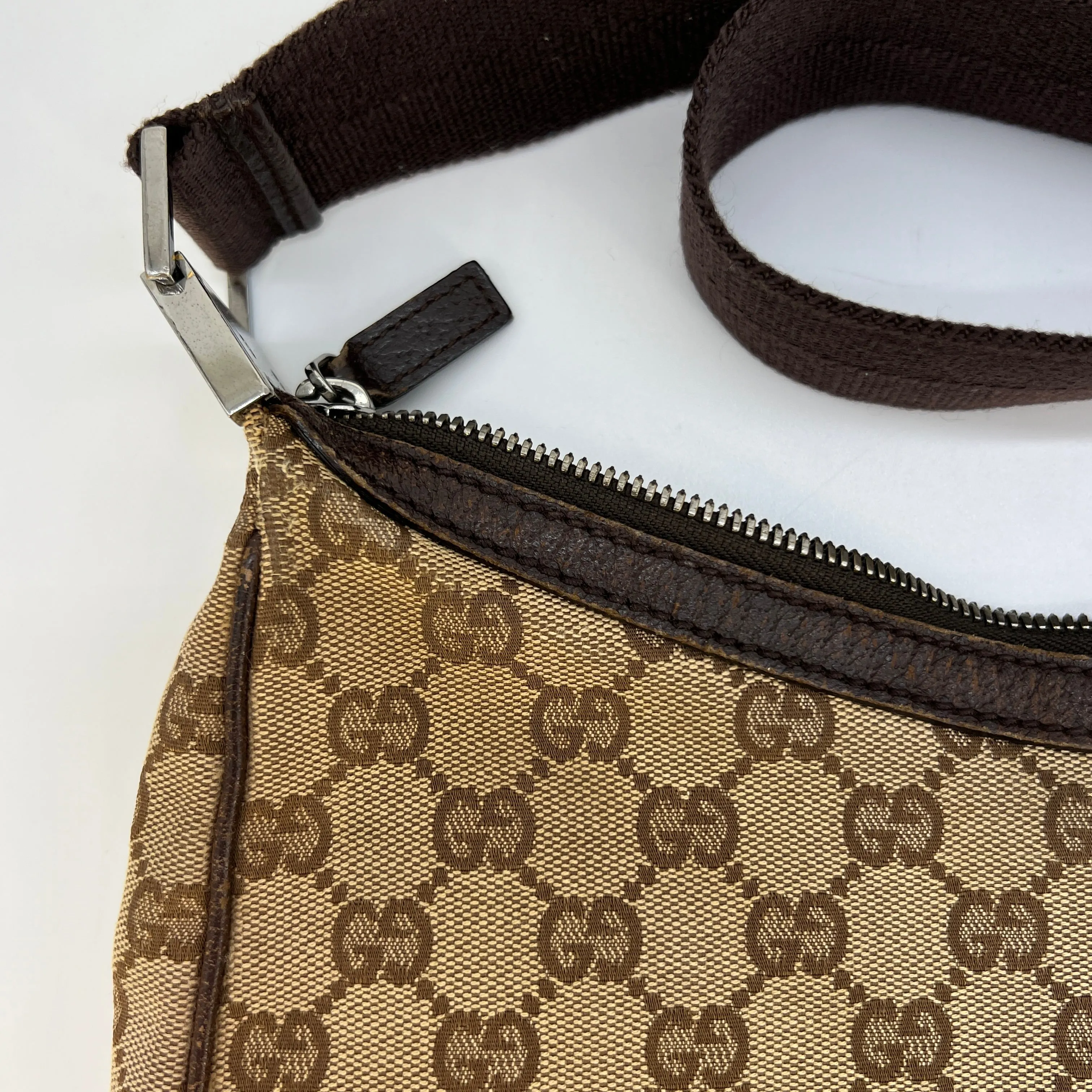 Gucci Shoulder Monogram Brown Canvas Hobo Bag [Guaranteed Authentic]